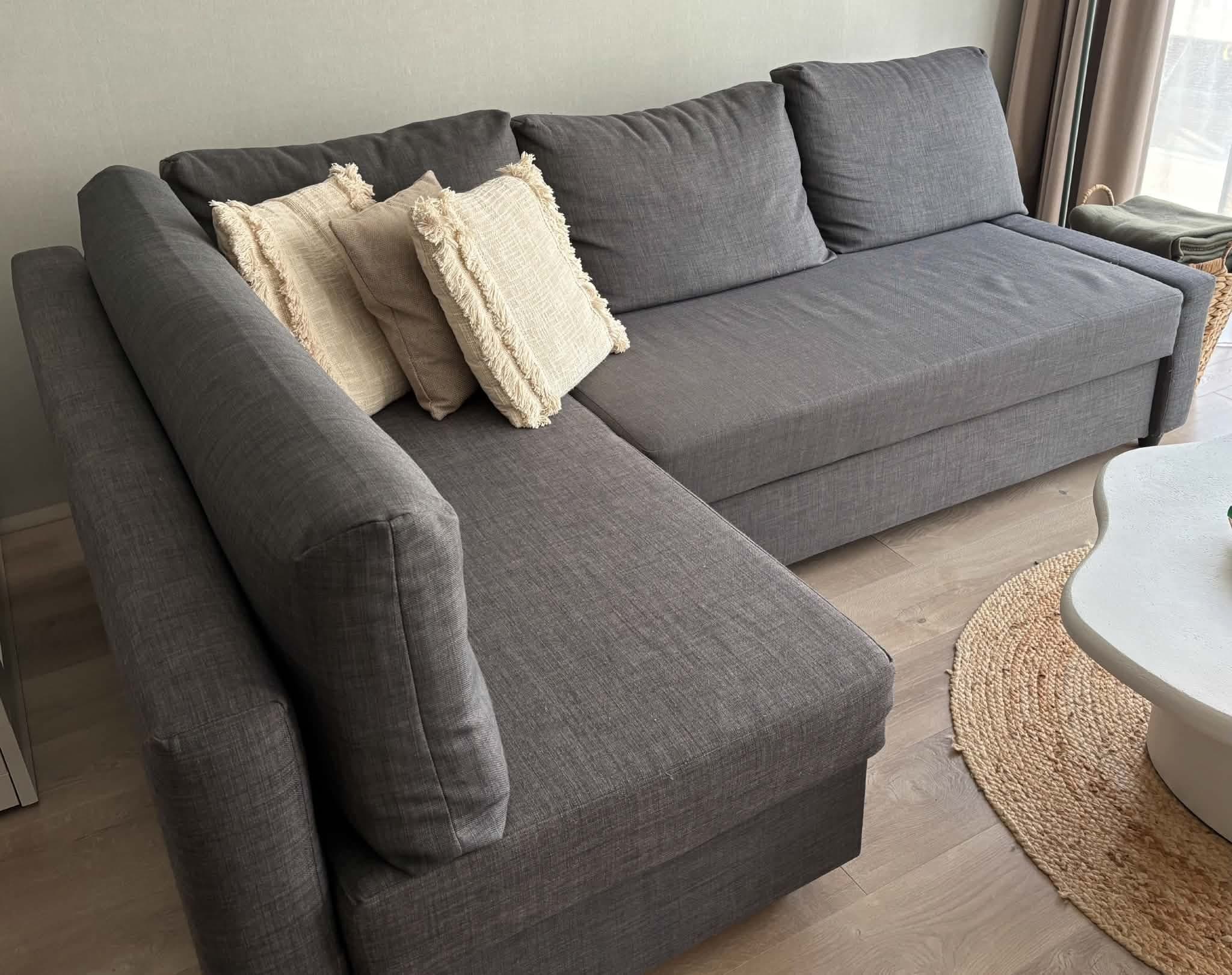 FRIHETEN / KLAGSHAMN canapé convertible angle+rangement, Skiftebo gris foncé