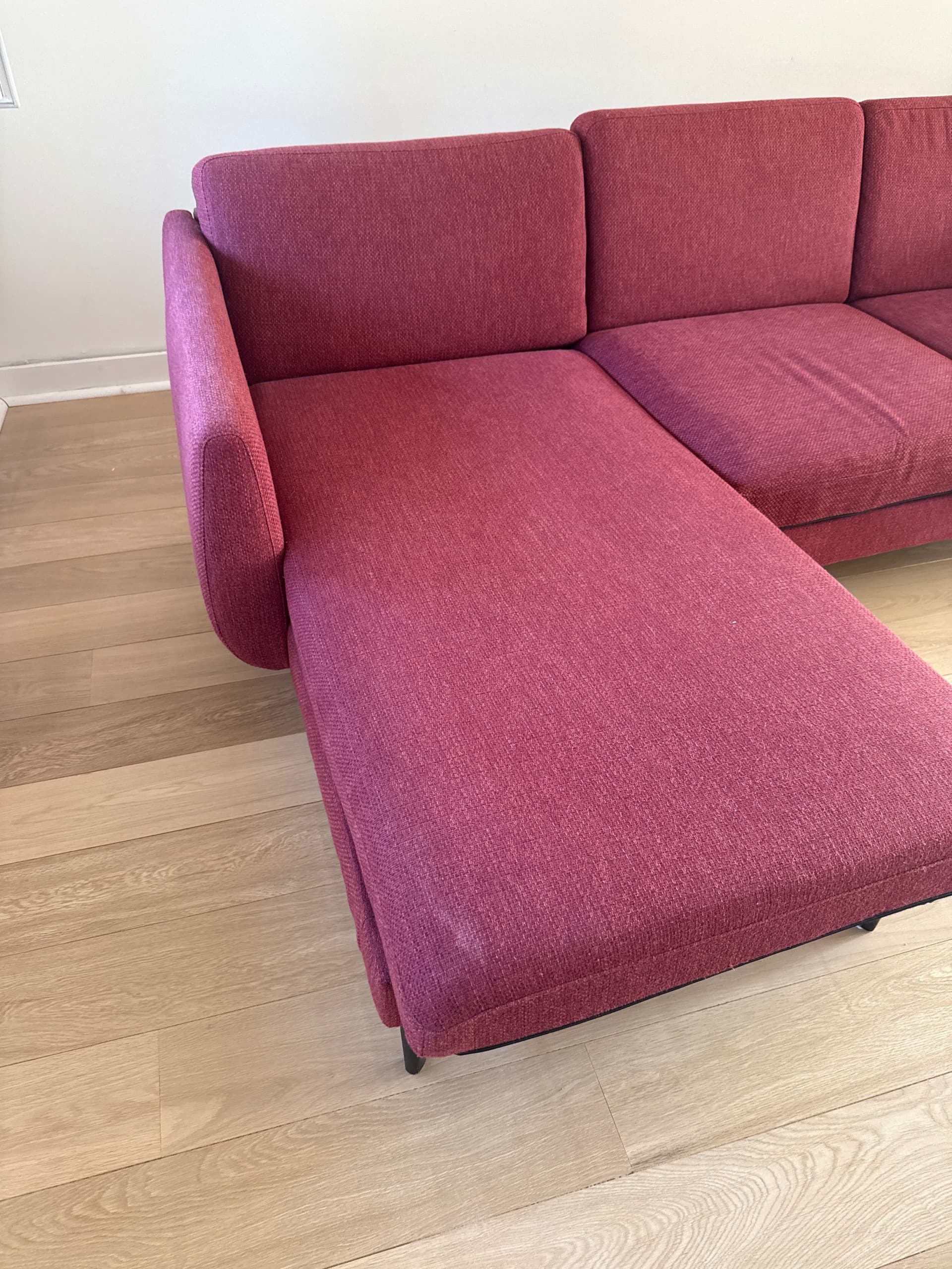SMEDSTORP canapé 4 places + méridienne, Lejde rouge/brun/noir