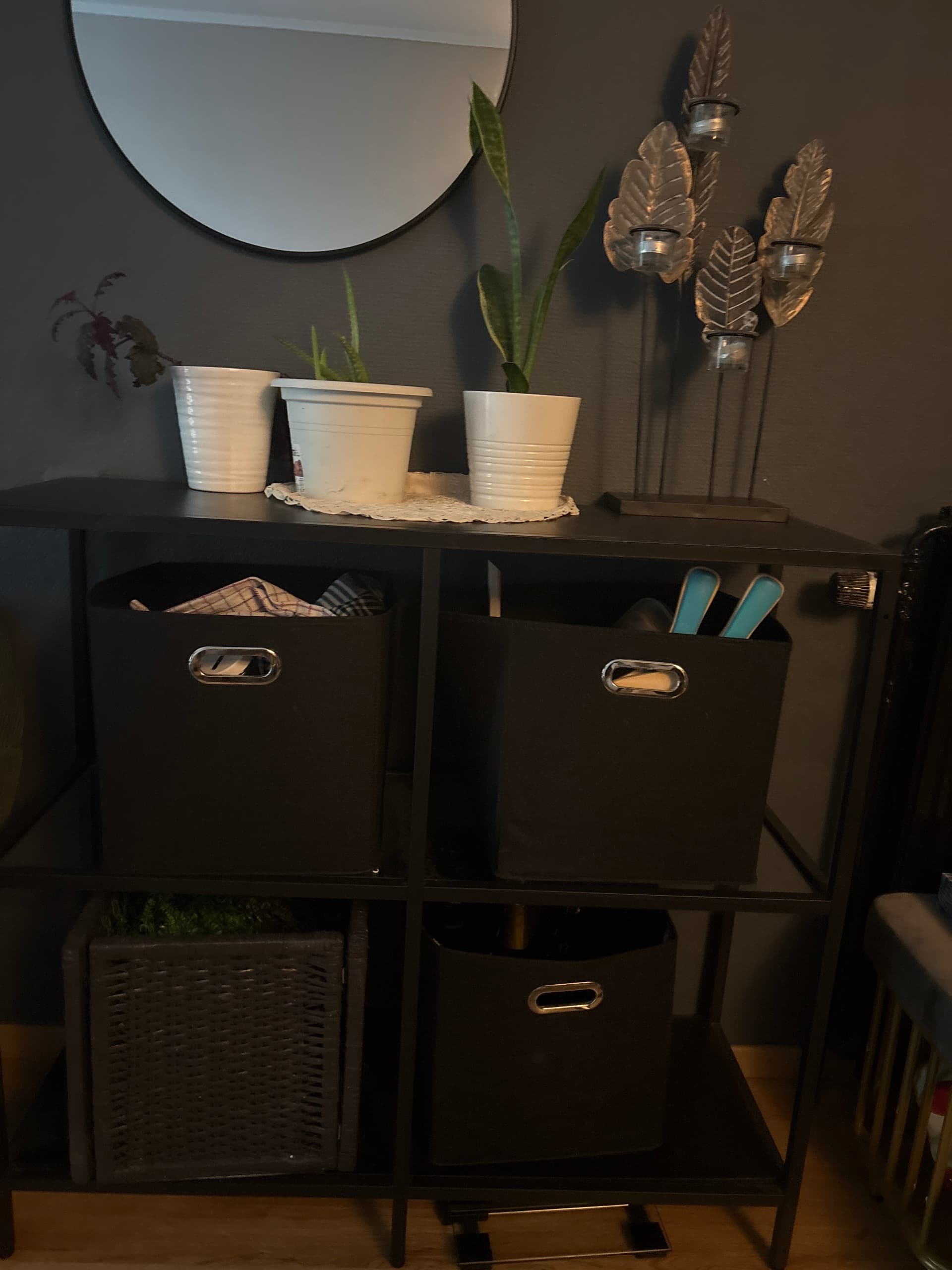 VITTSJÖ shelving unit, black-brown/glass, 100x93 cm