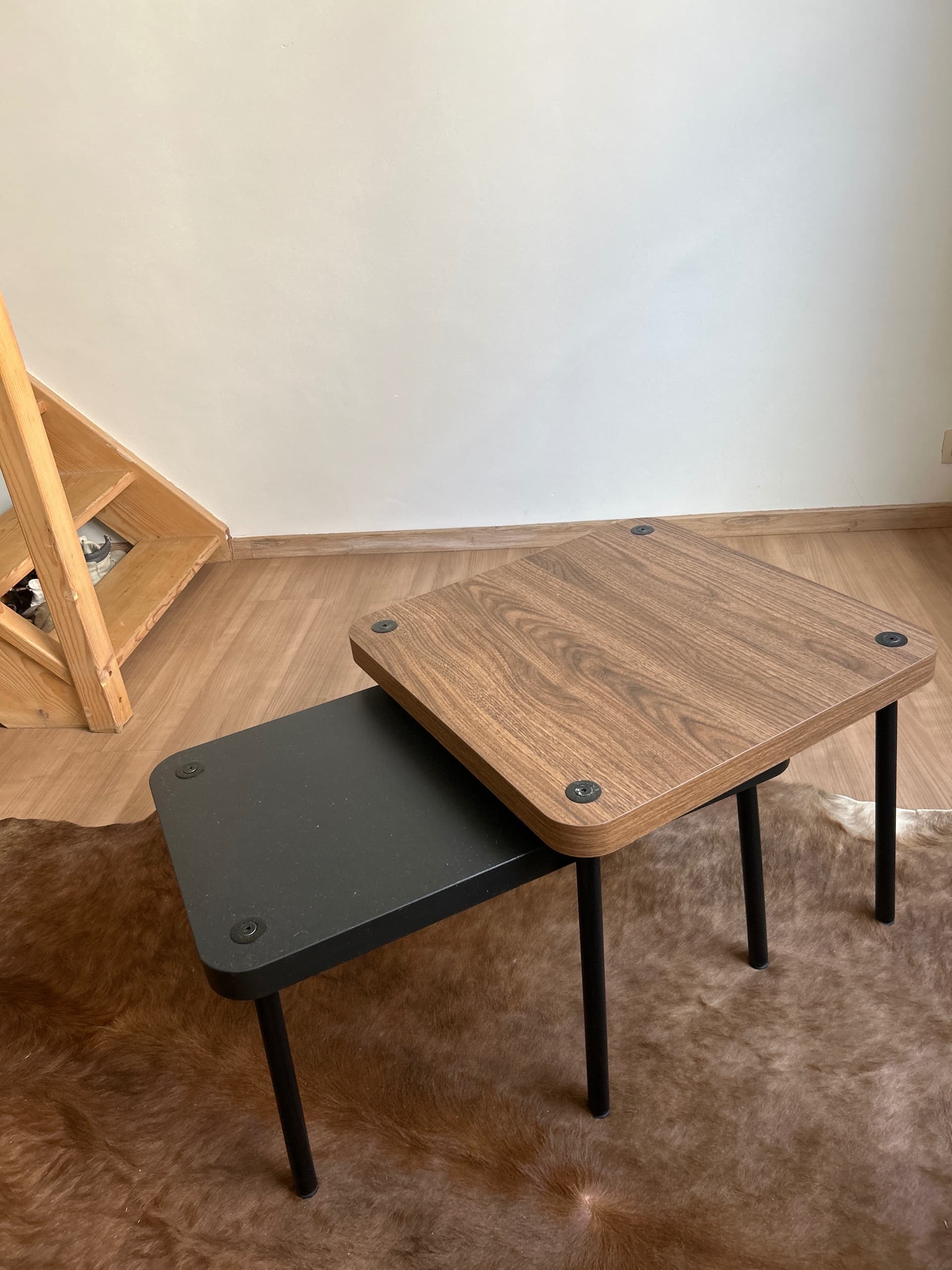 SONHULT bijzettafel, set van 2, grijs/walnootpatroon