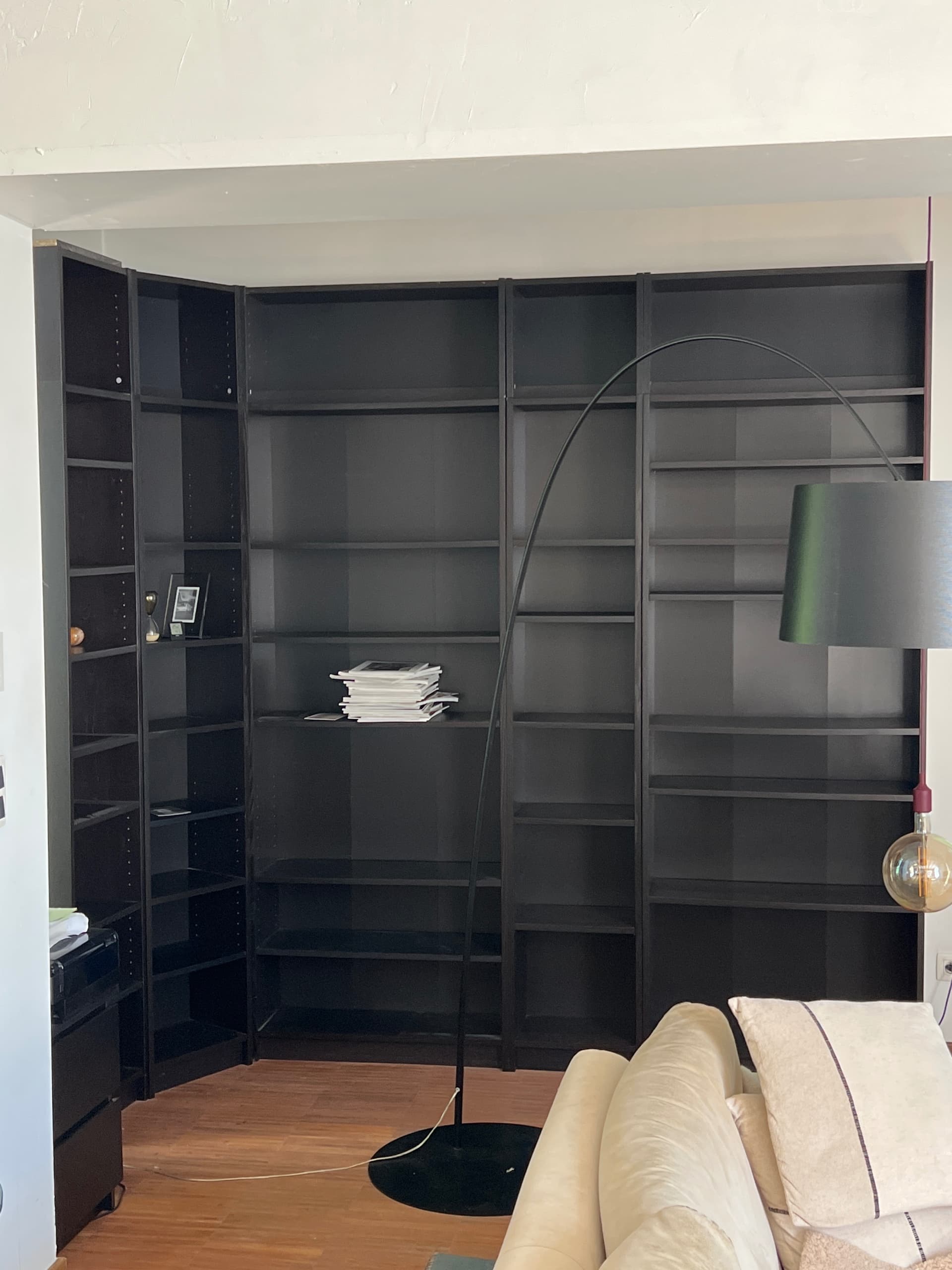 BILLY bookcase comb with extension units, black oak effect, 200x28x237 cm