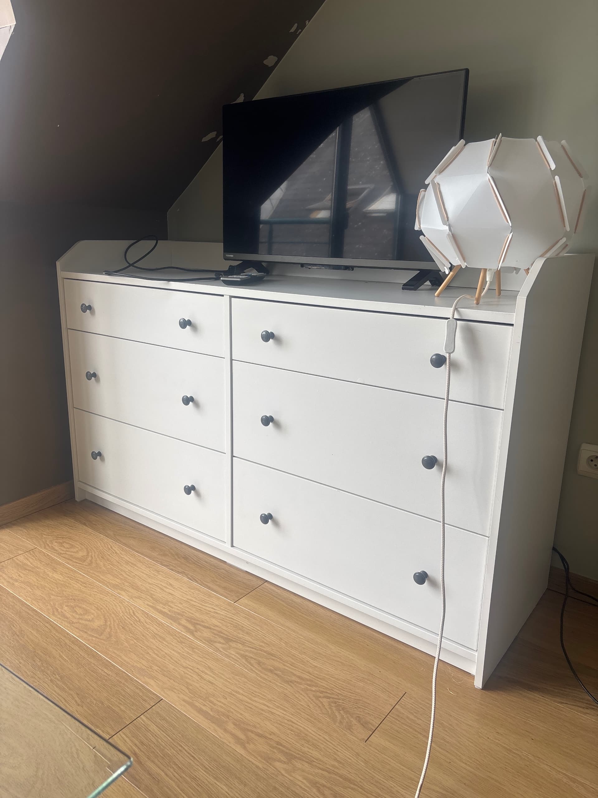 HAUGA ladekast met 6 lades, wit, 138x46x84 cm