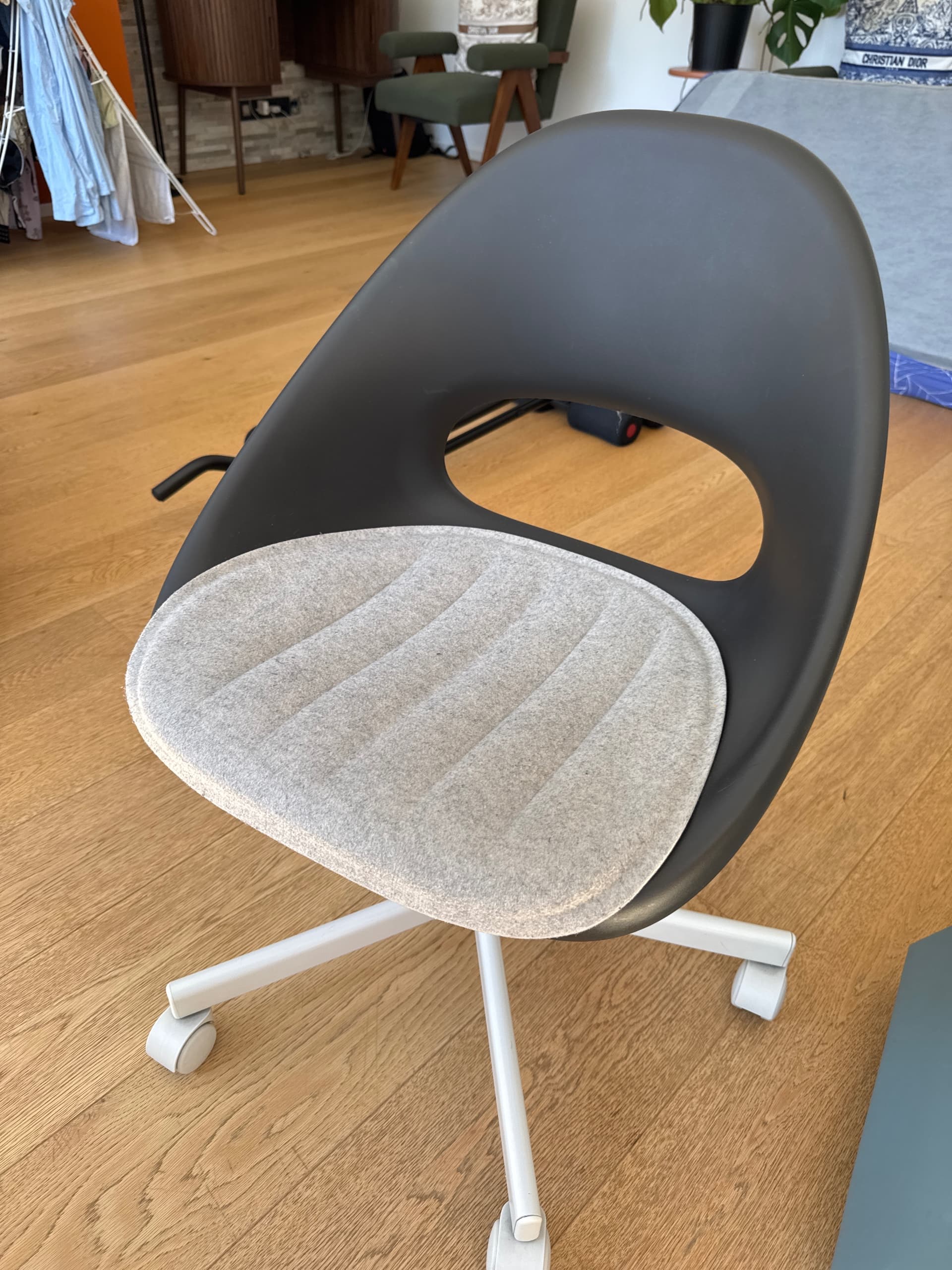 ELDBERGET / MALSKÄR swivel chair + pad, dark grey/black
