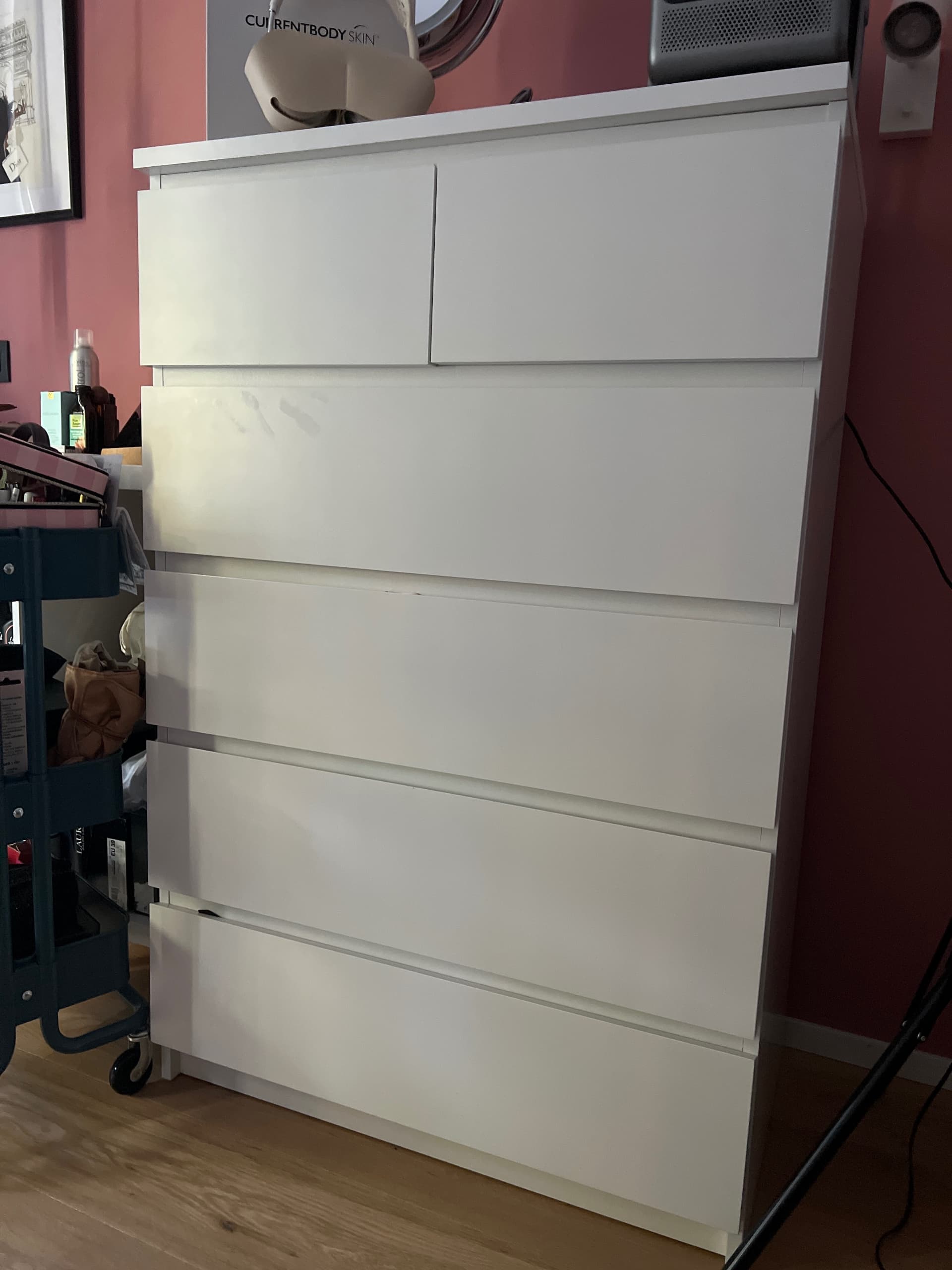 MALM ladekast met 4 lades, hoogglans wit, 80x100 cm