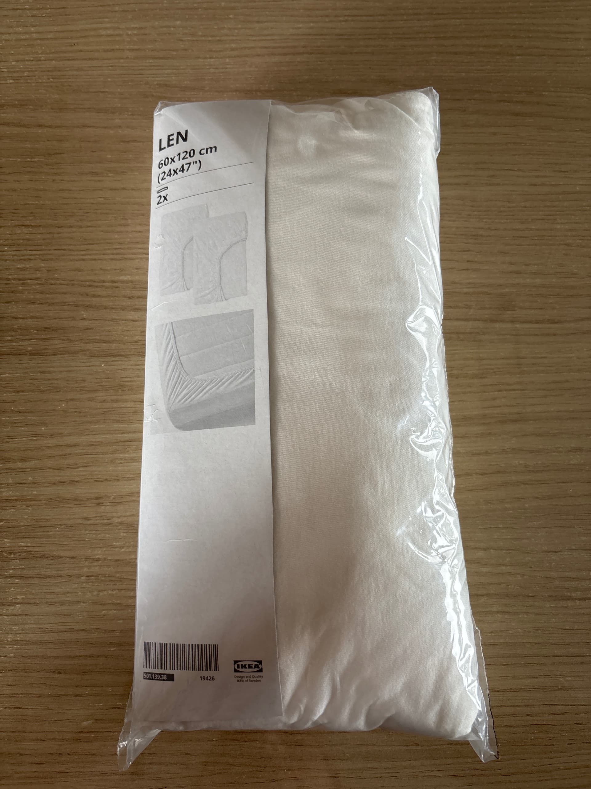 2 X LEN HOESLAKENS hoeslaken voor babybed, wit/jersey, 60x120 cm