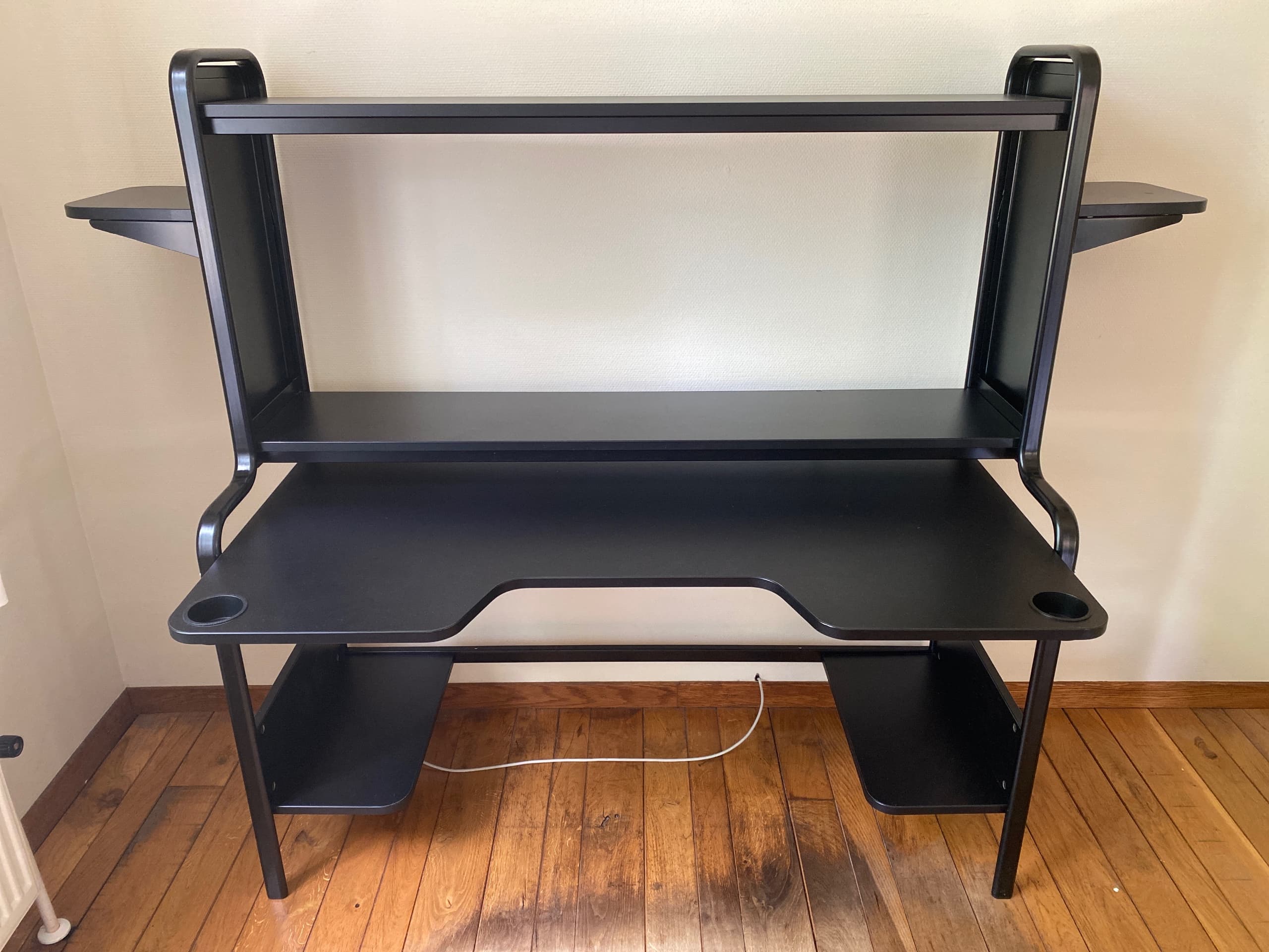 FREDDE gaming desk, black, 140/185x74x146 cm