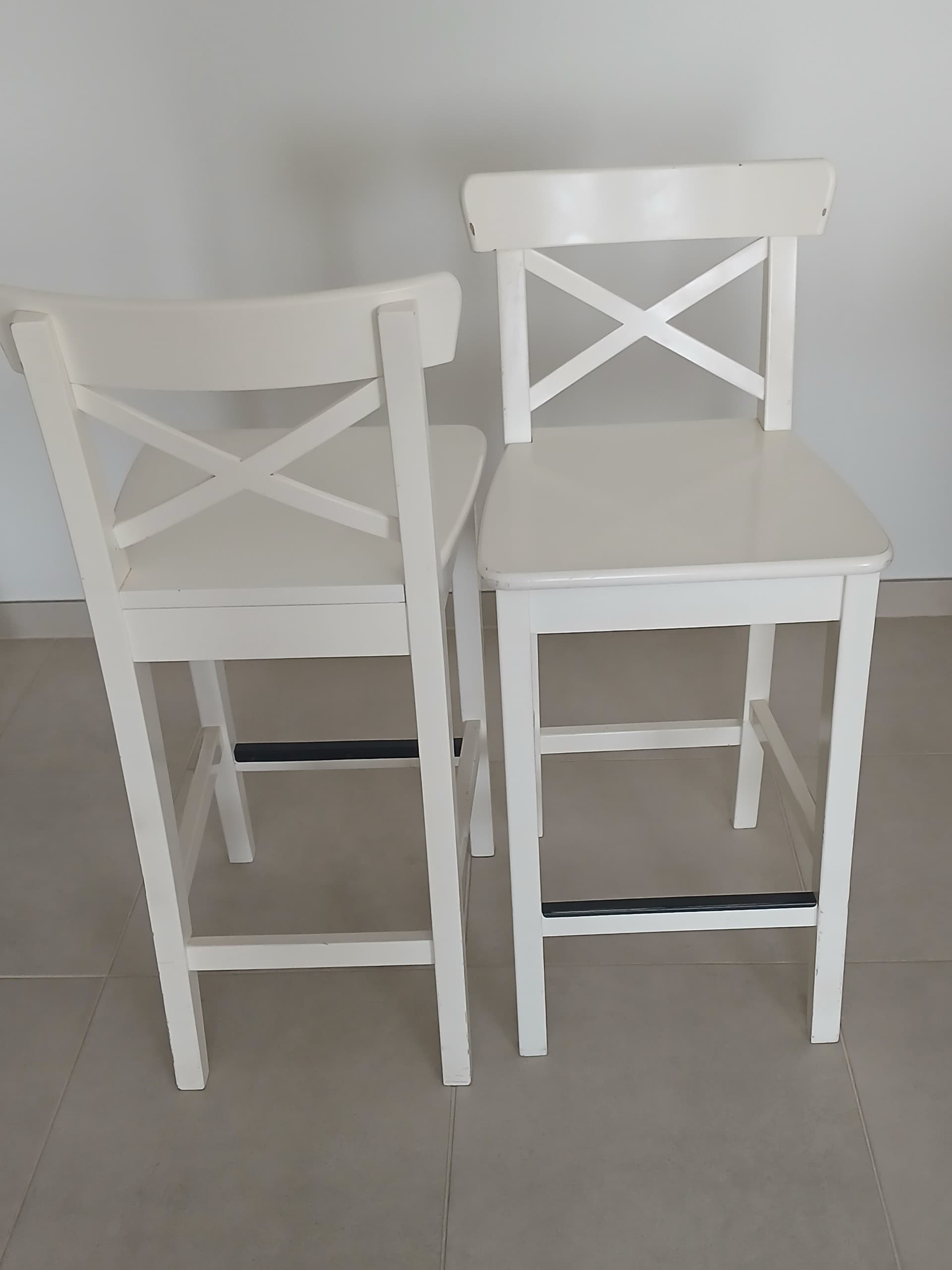 ROSENTORP barkruk met rugleuning, bladhoogte/wit, 63 cm