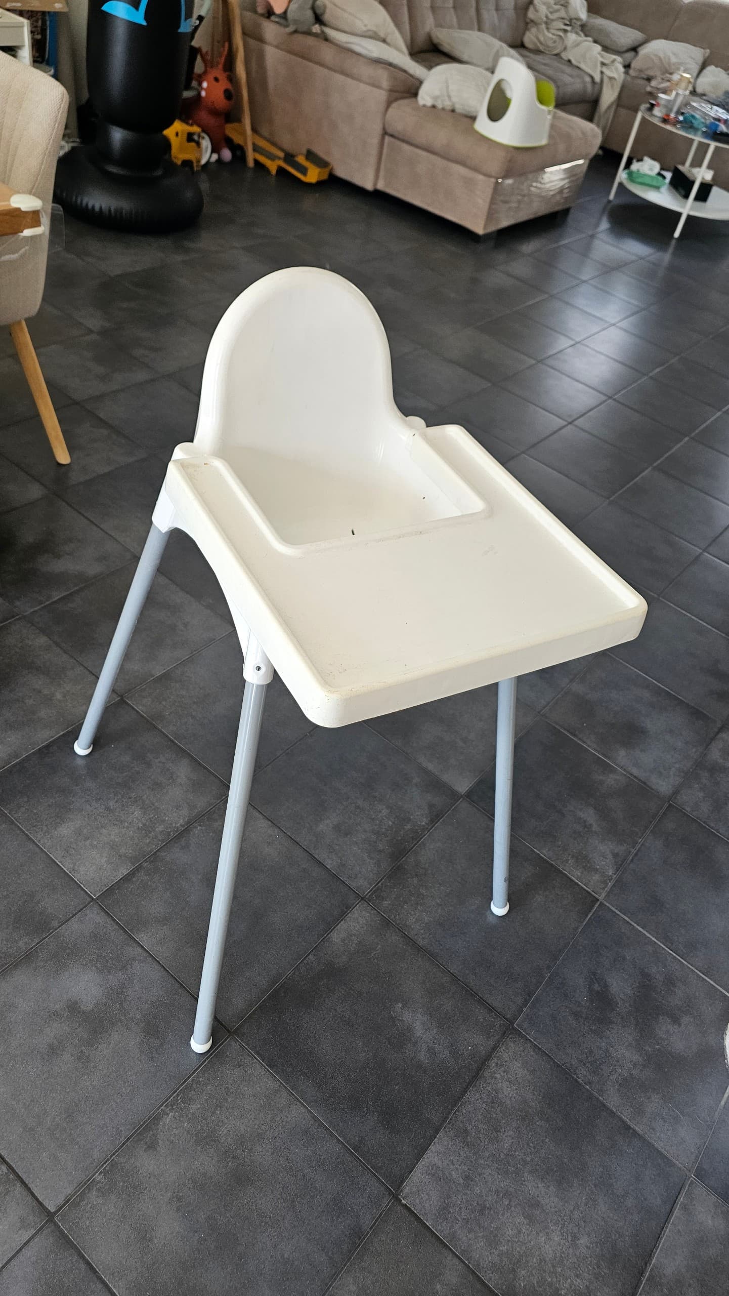 ANTILOP hoge kinderstoel met blad, wit/wit