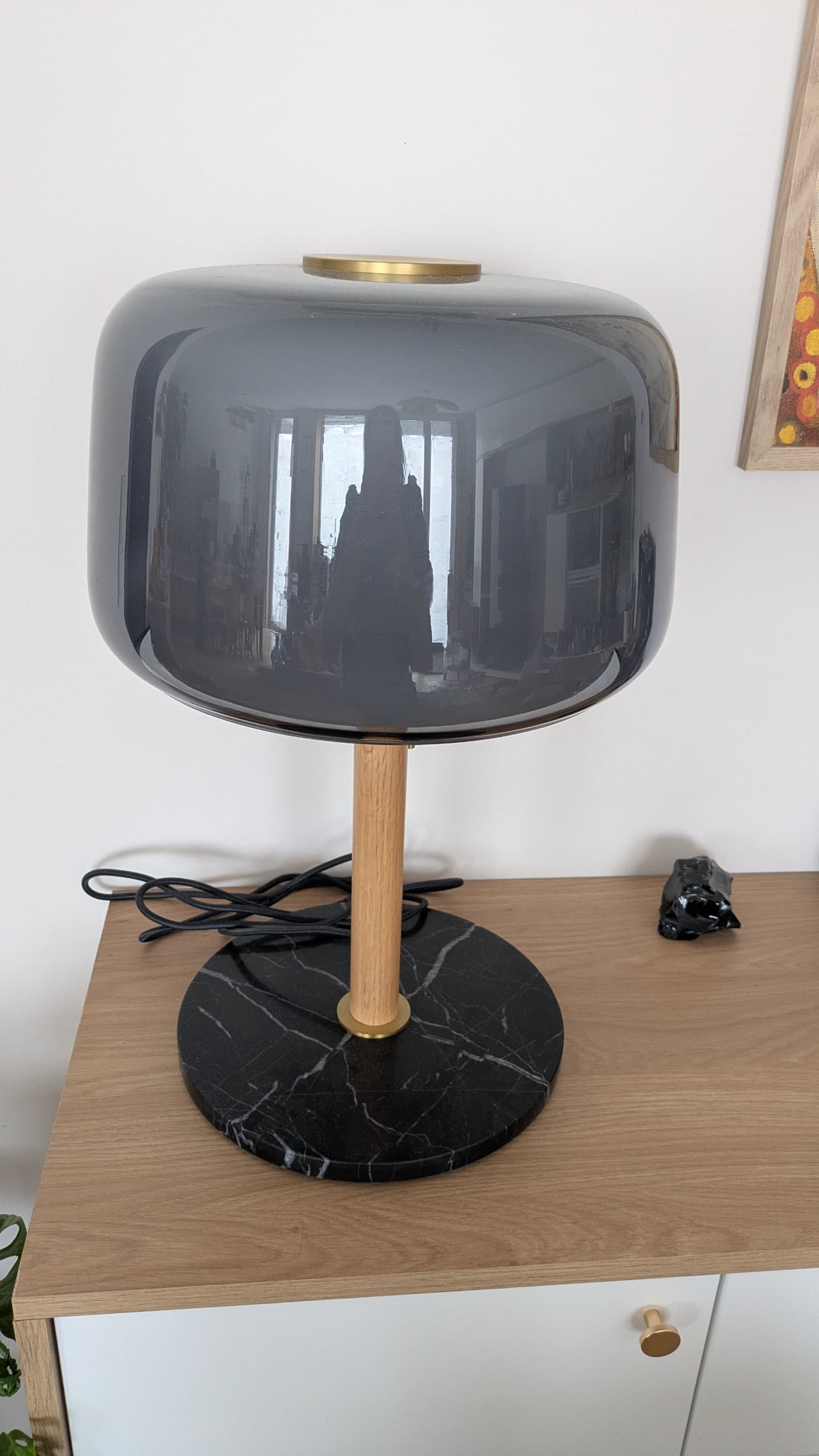 EVEDAL Tafellamp, grijs marmer, grijs