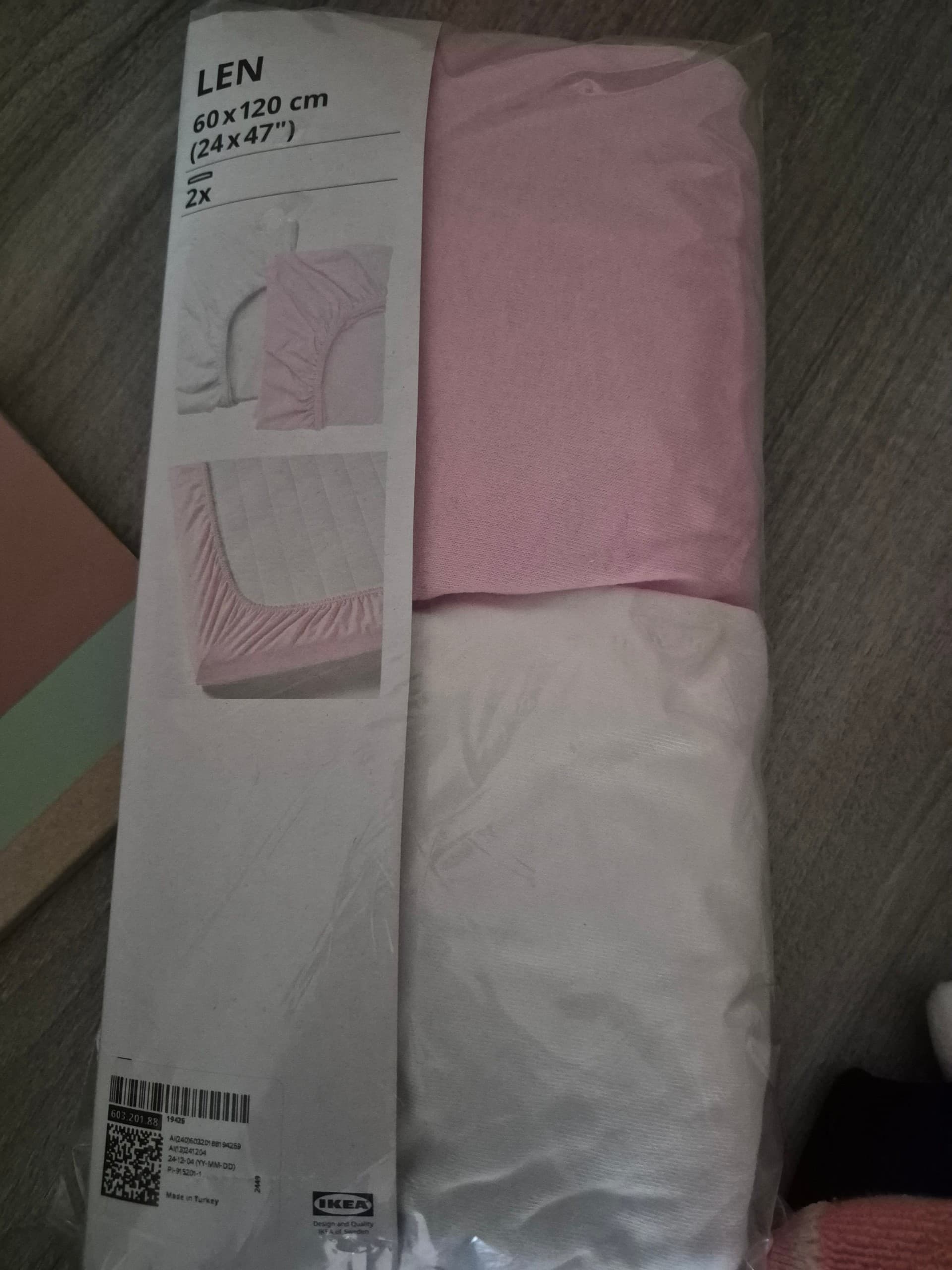 SET HOESLAKENS KIND fitted sheet for cot, white beige/muslin, 60x120 cm