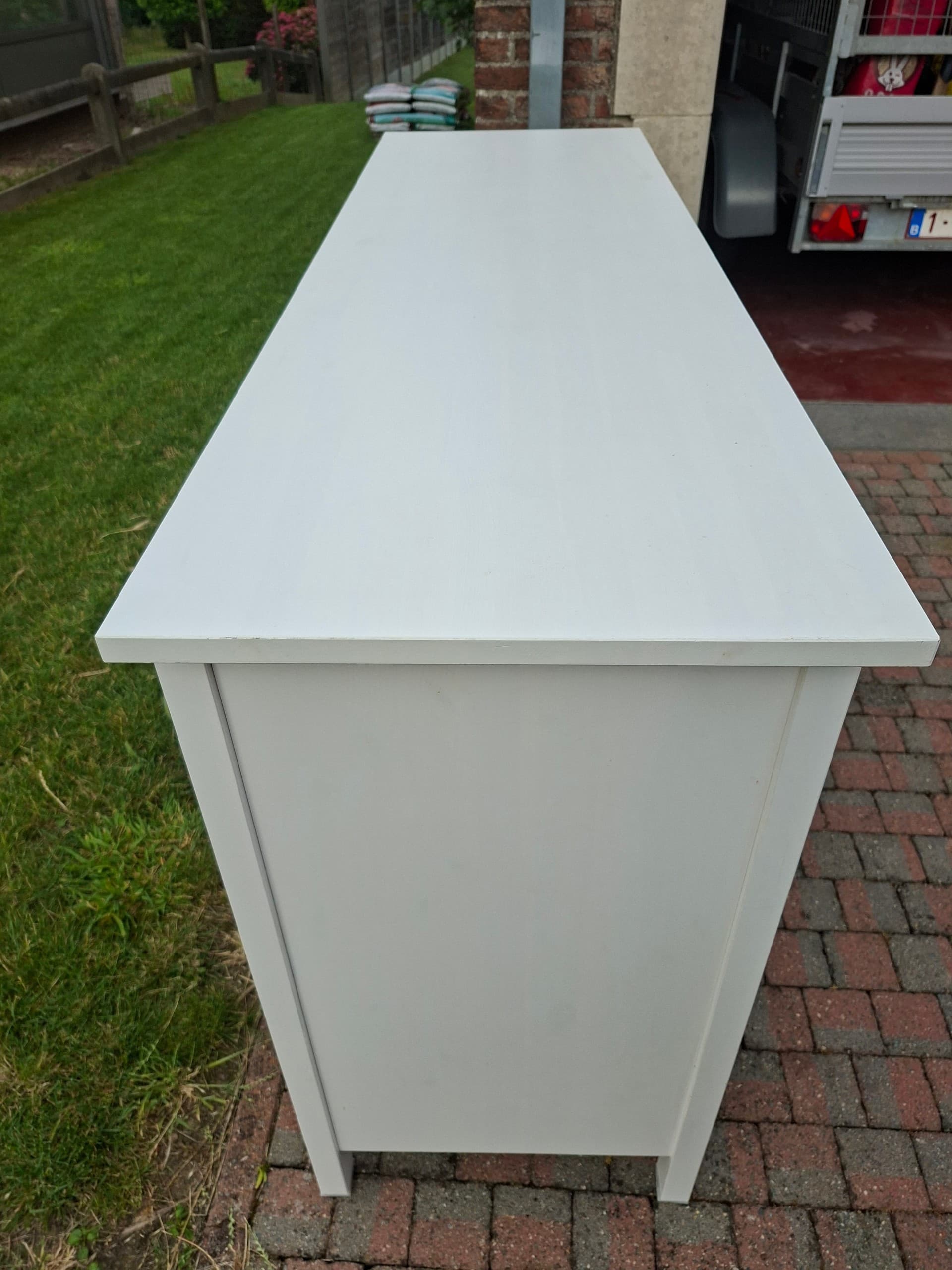 HEMNES Commode 8 tiroirs, teinté blanc, 160x96 cm