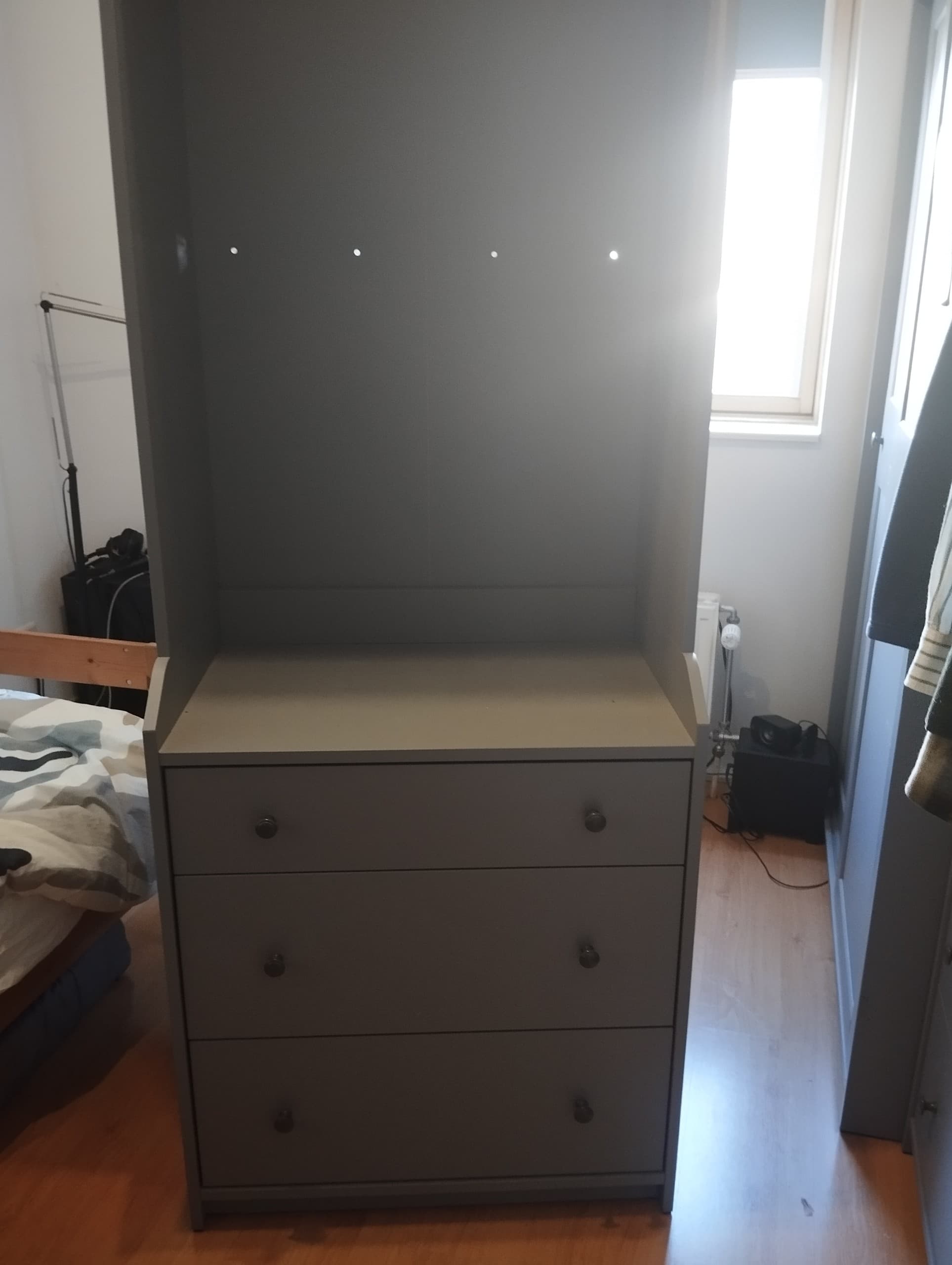 HAUGA storage combination, grey, 139x46x199 cm