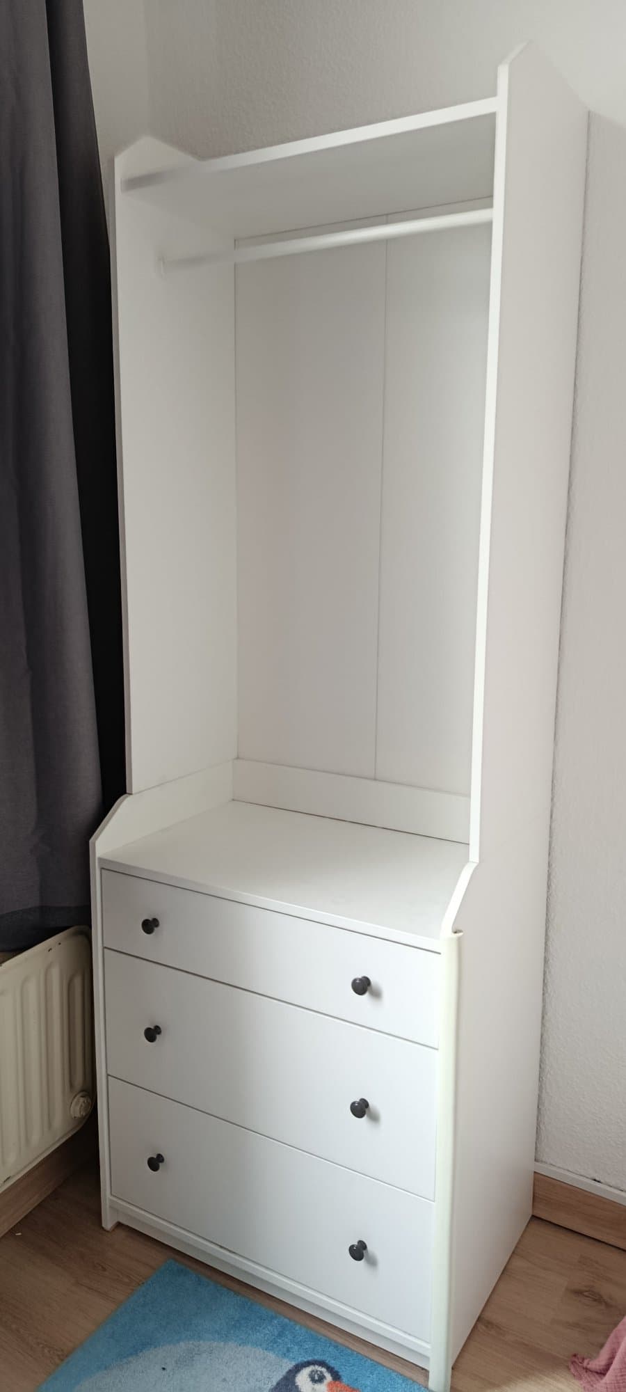 HAUGA open wardrobe with 3 drawers, white, 70x199 cm