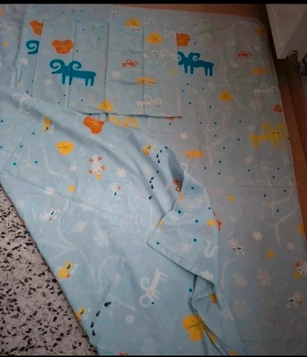 GRÖNFINK linge de lit enfant, 3 pièces, vert/turquoise, 60x120 cm