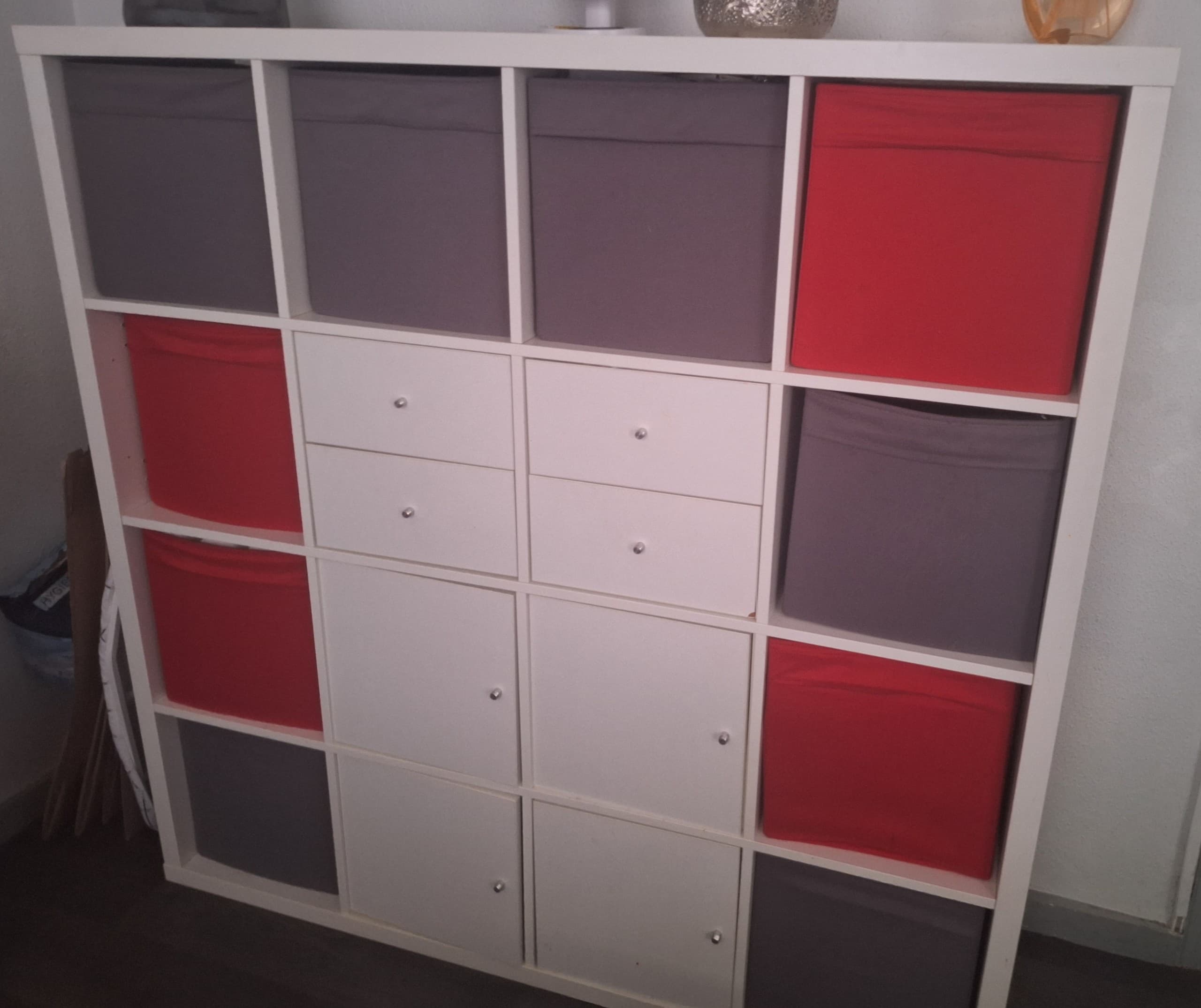 KALLAX open kast met 4 inzetten, wit, 147x147 cm