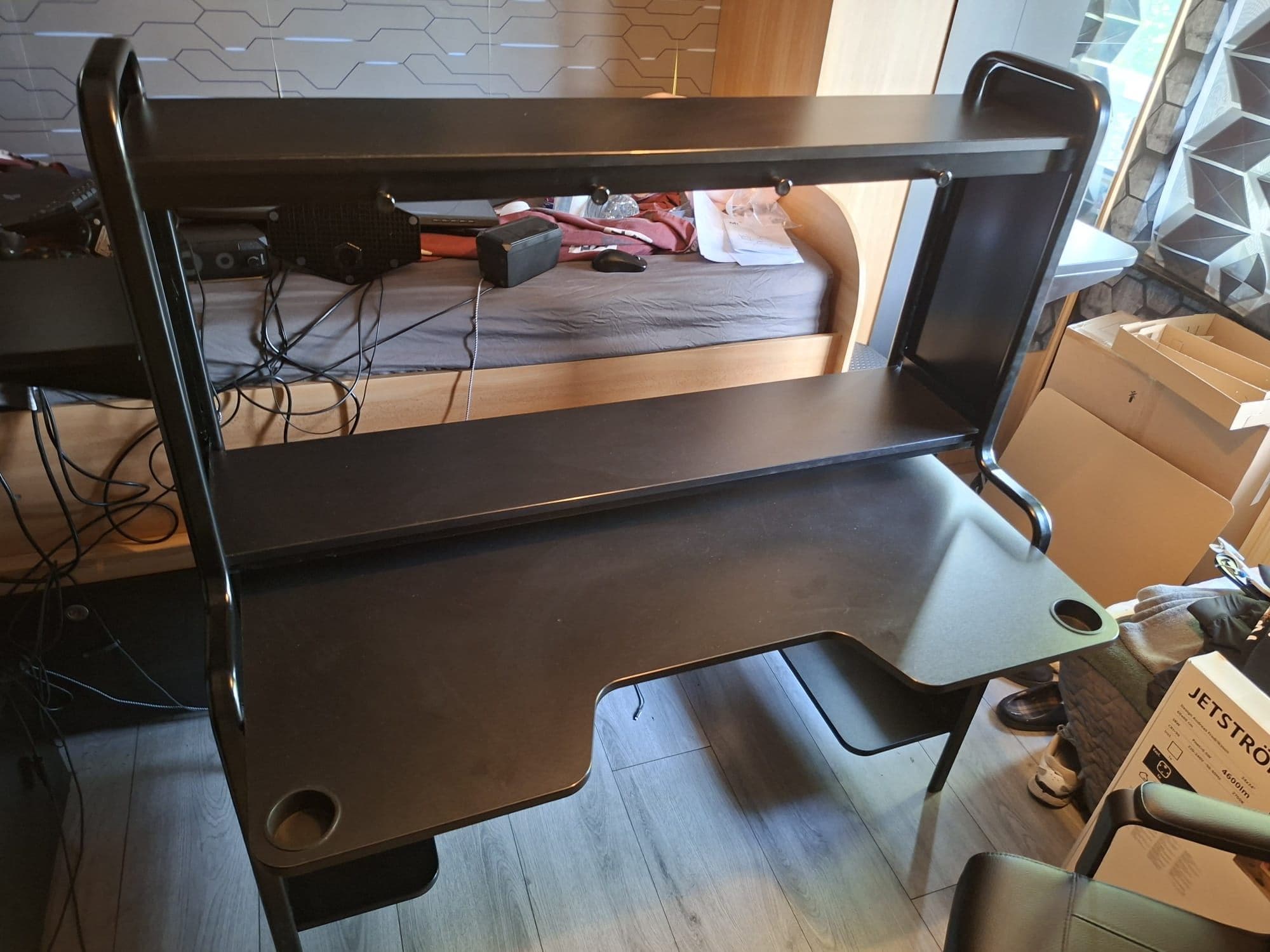 FREDDE Bureau, zwart, 185x74x146 cm