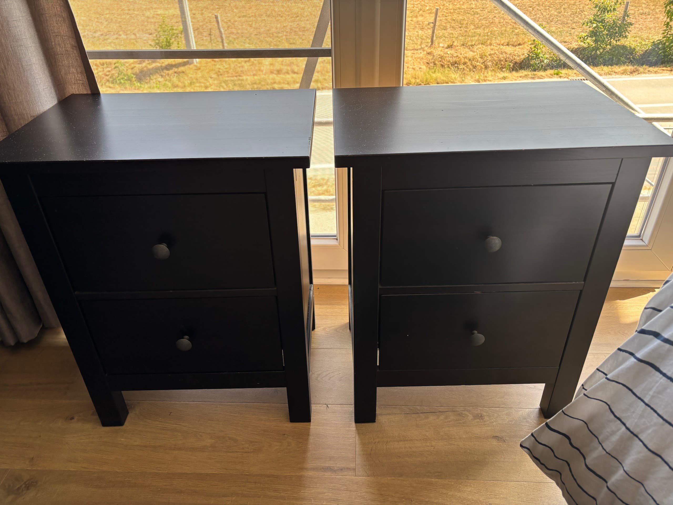 HEMNES slaapkamermeubels, set van drie, wit gebeitst, 80x200 cm