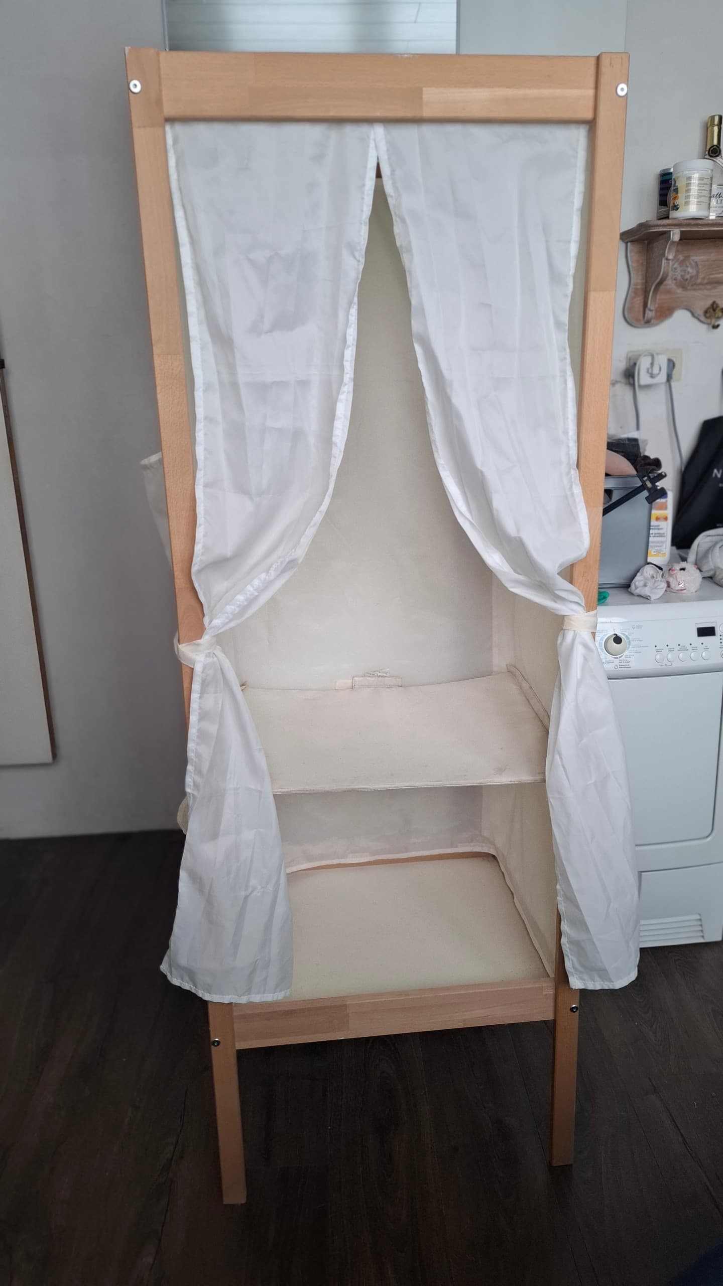 Commodes enfant open kast met overtrek, binnen/buiten draad/transparant wit, 61x41x90 cm