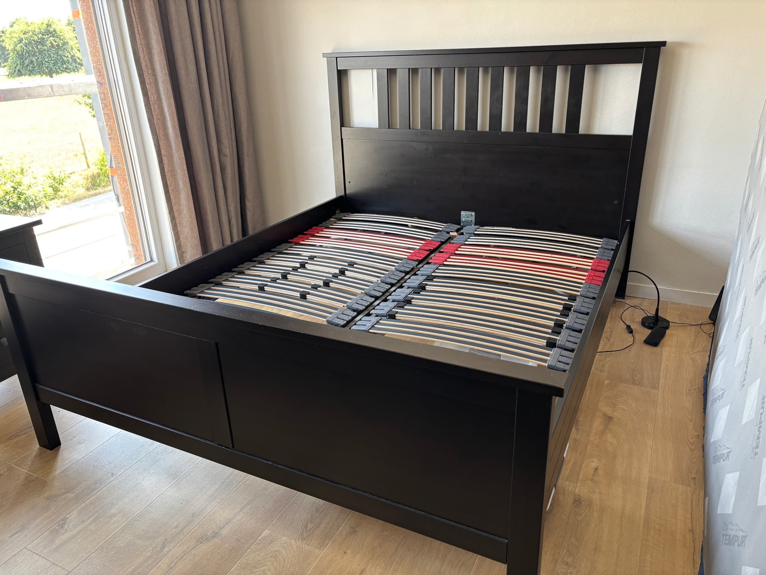 HEMNES slaapkamermeubels, set van drie, wit gebeitst, 80x200 cm