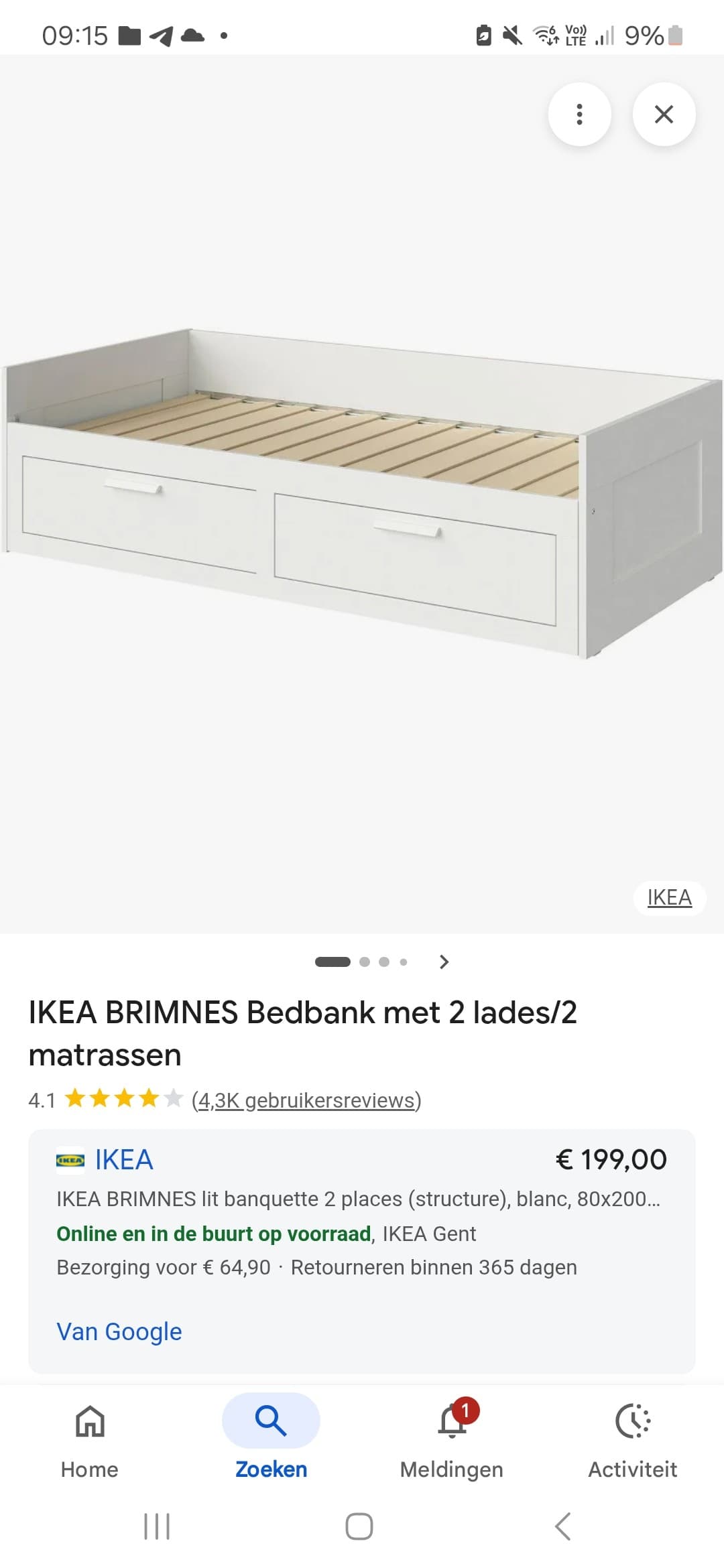 BEDBANK MET LADES bedbank met 2 lades, wit, 80x200 cm