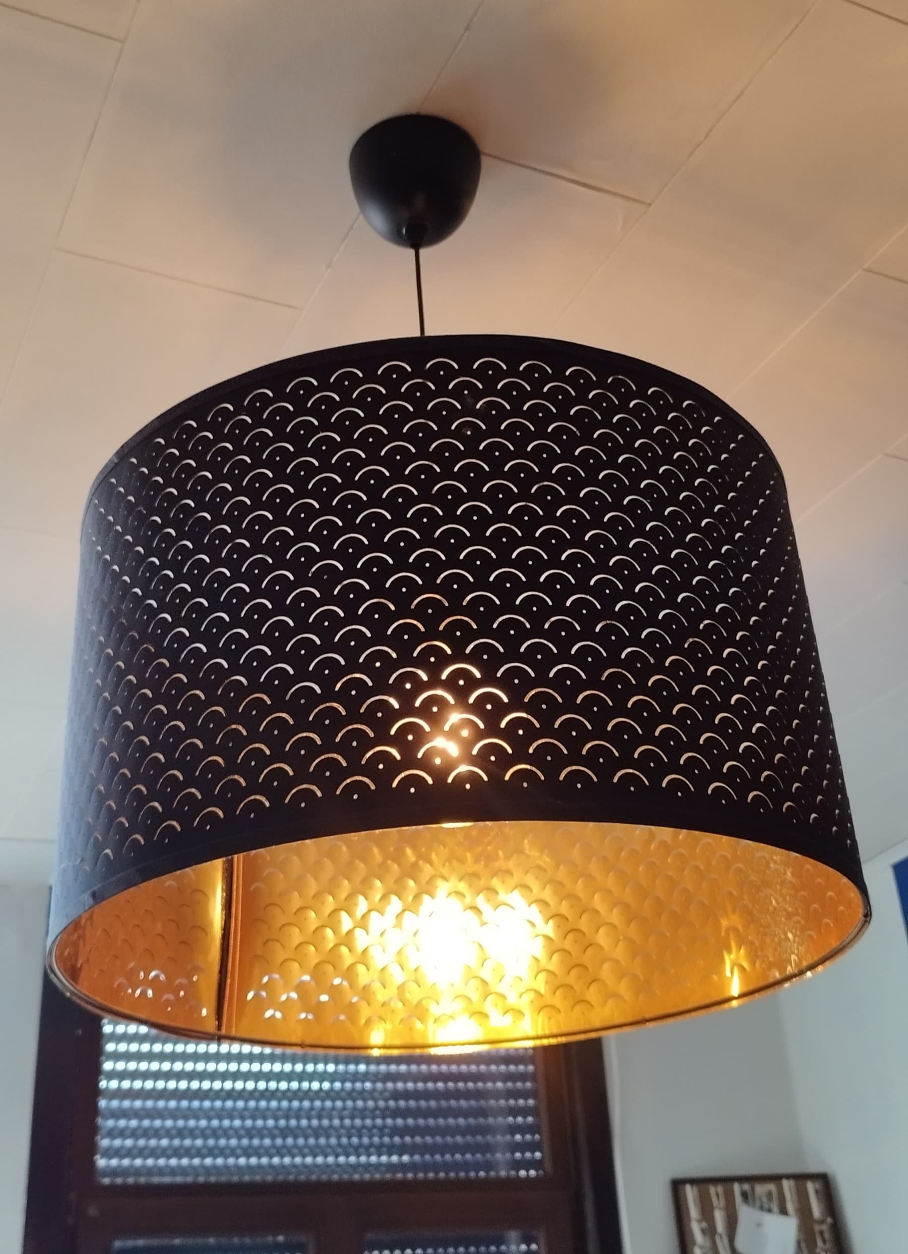 NYMÖ lamp shade, black/brass-colour, 59 cm