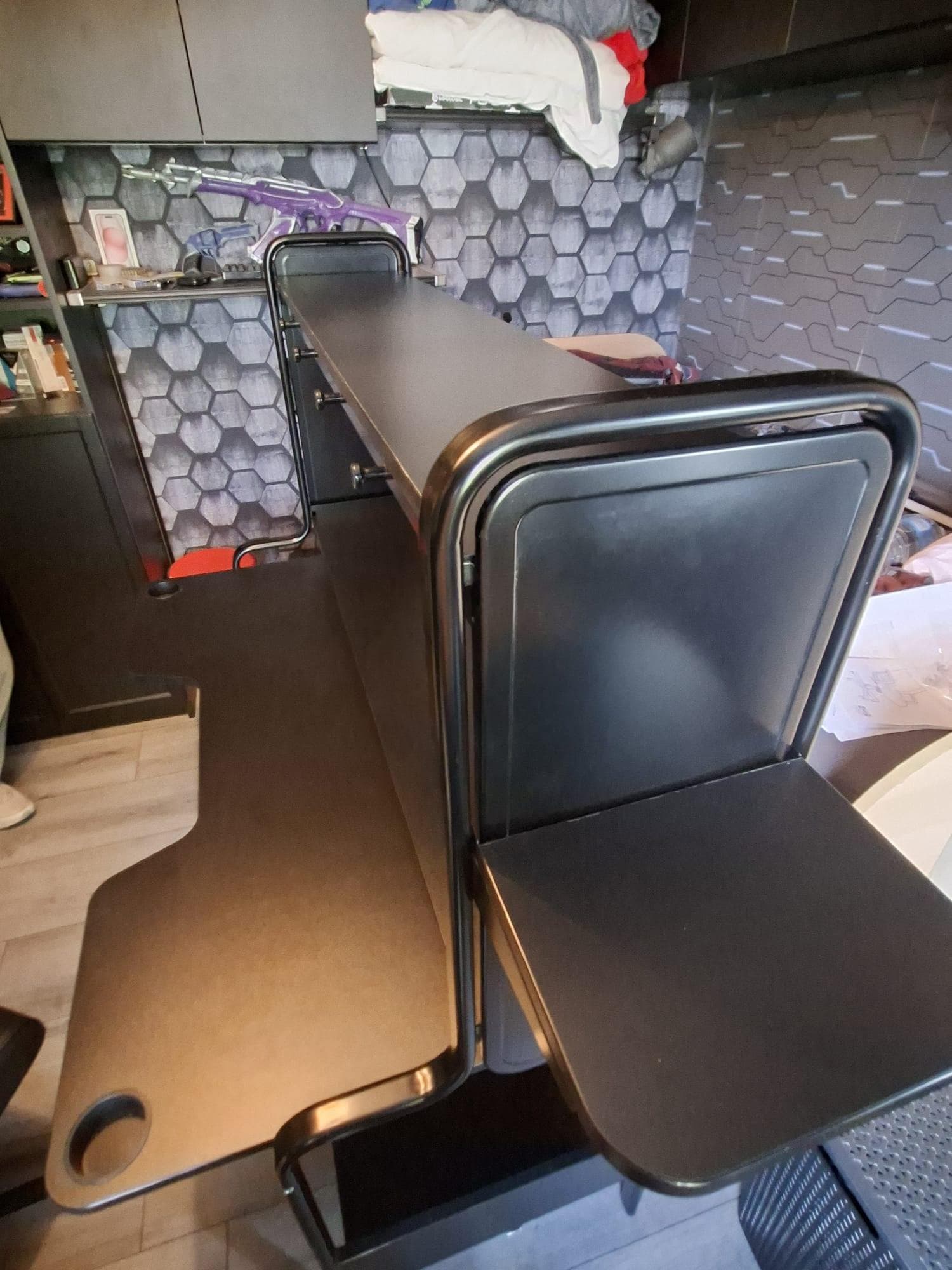 FREDDE Bureau, zwart, 185x74x146 cm