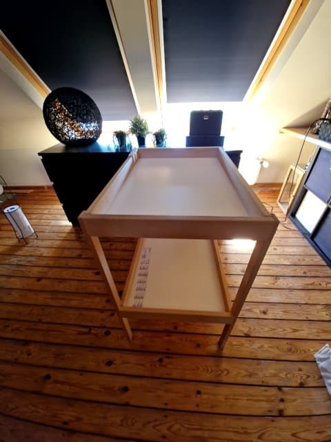SNIGLAR Table à langer, hêtre, blanc, 72x53 cm