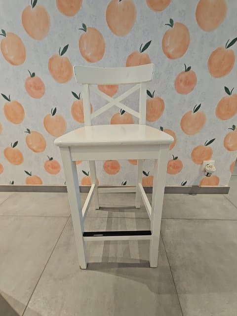 ROSENTORP barkruk met rugleuning, bladhoogte/wit, 63 cm