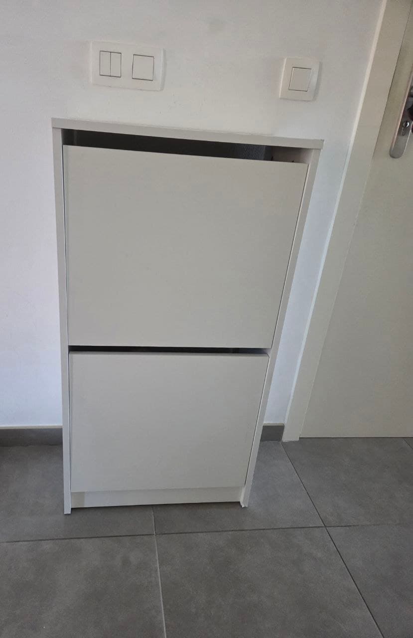 BISSA shoe cabinet with 2 compartments, white, 49x28x93 cm