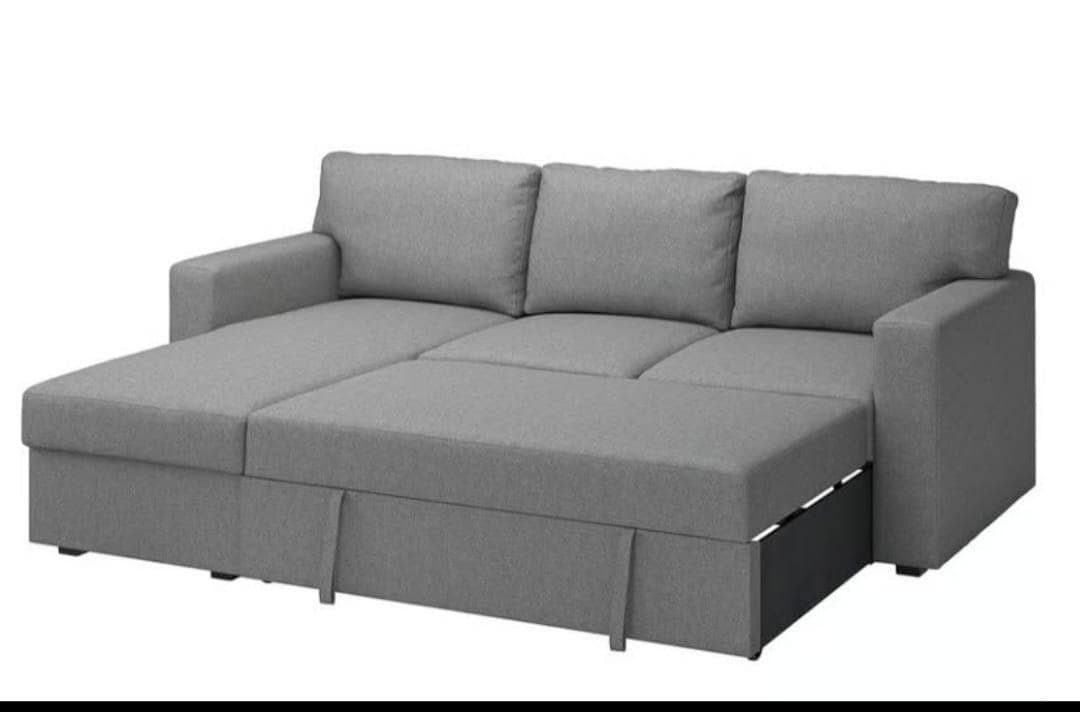 BÅRSLÖV ZETELBANK 3-zitsslaapbank met chaise longue, Tibbleby beige/grijs