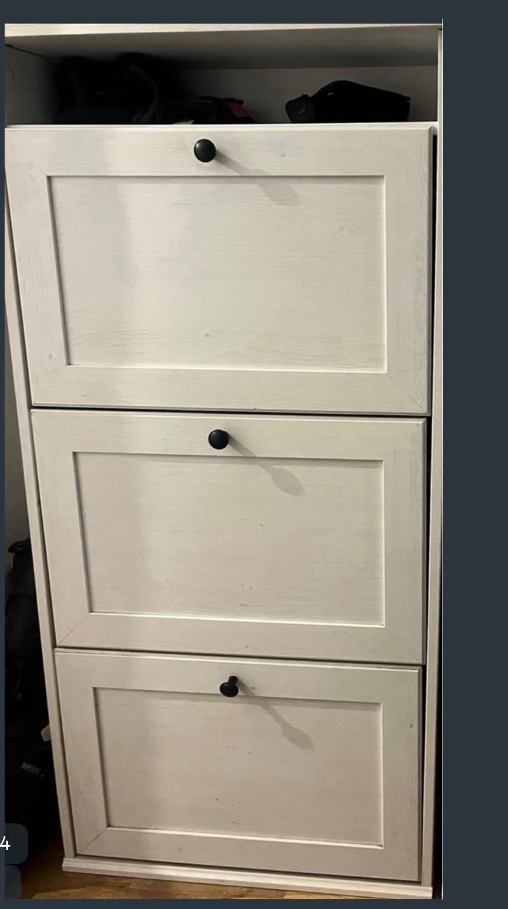 BRUSALI shoe cabinet with 3 compartments, white