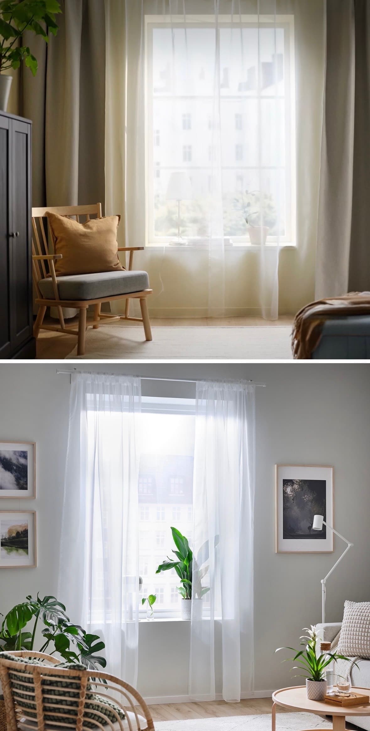CORTINAS TERESIA cortina, par, branco/con peto para barra, 145x300 cm