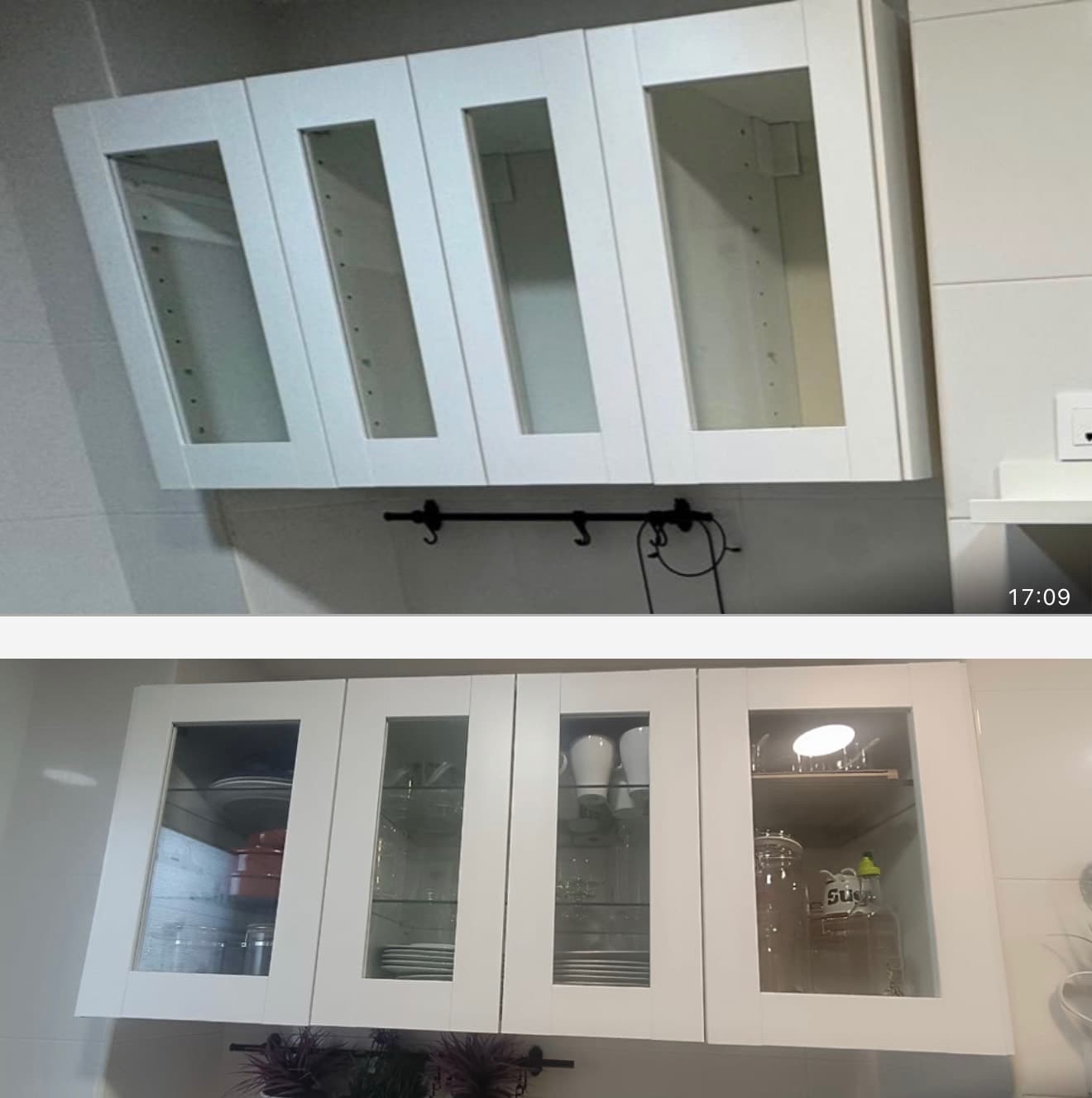 METOD wall cabinet w shelves/2 glass drs