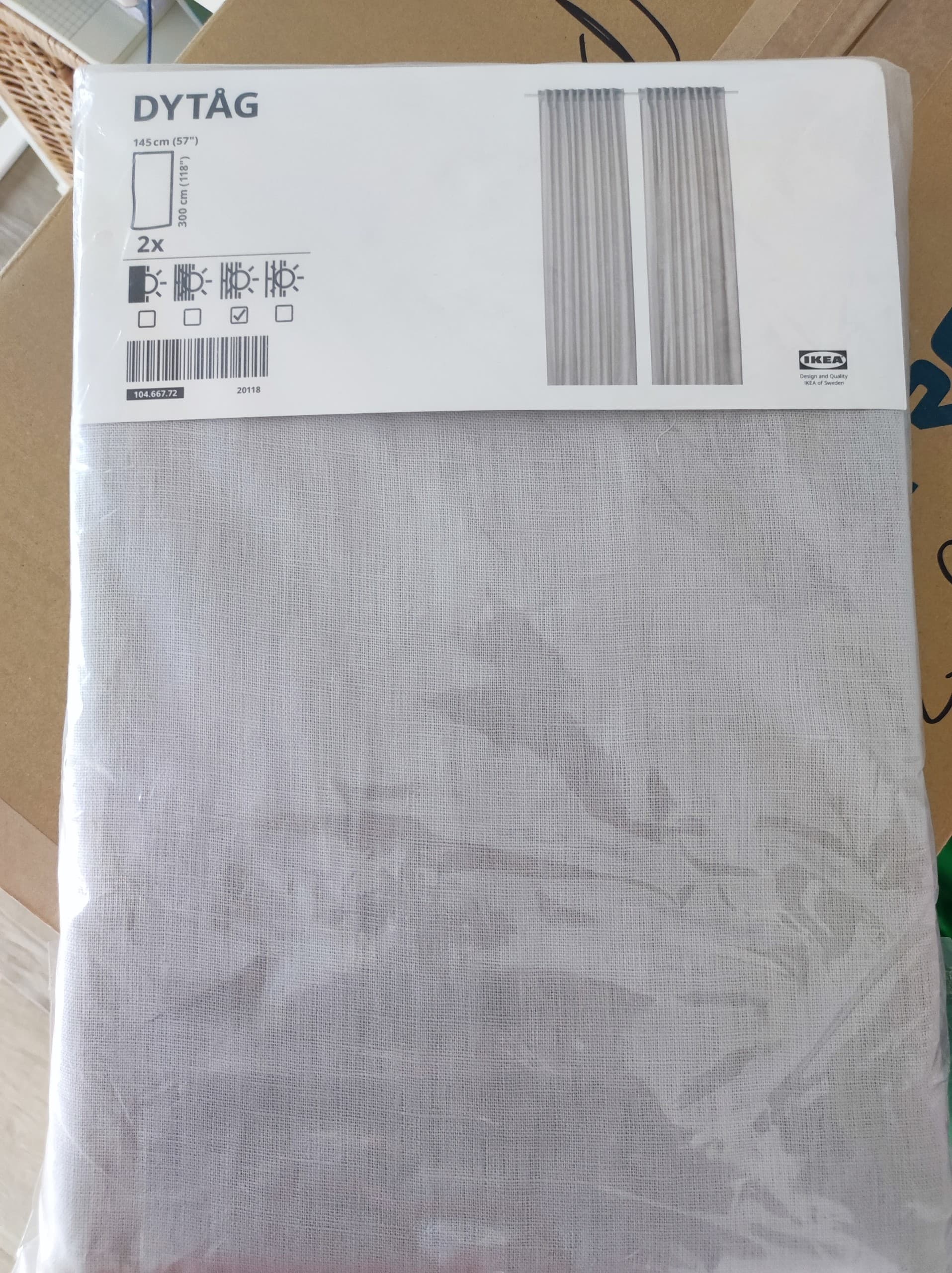 DYTÅG 4 PARES curtains, 1 pair, light grey, 145x300 cm