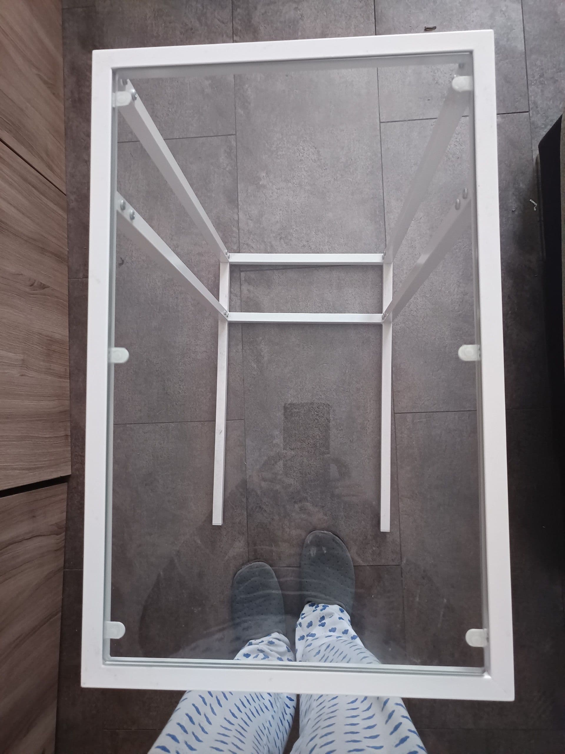 VITTSJÖ soporte portátil, branco/vidro, 35x65 cm