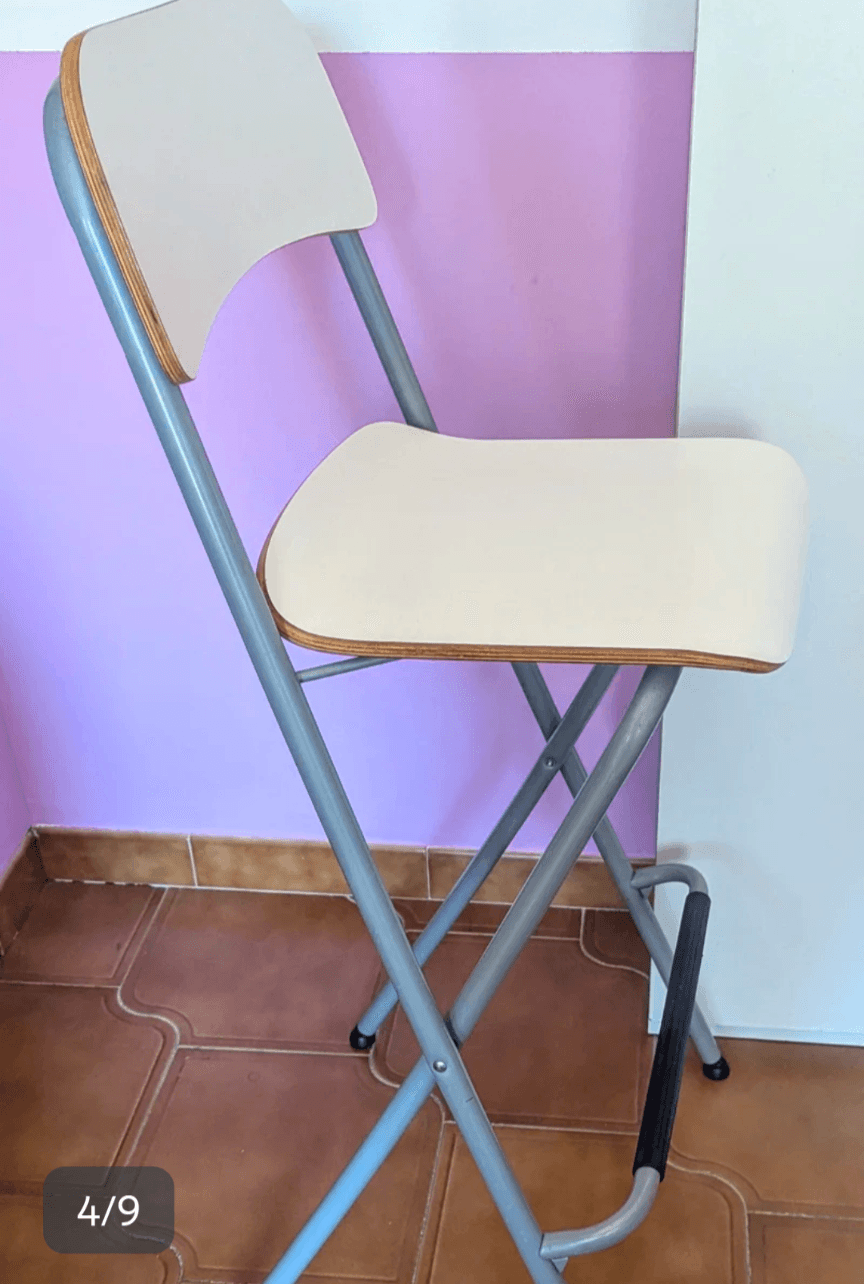 FRANKLIN tamboret alt+respatller, plegable, alçària del tauler blanc/blanc, 63 cm