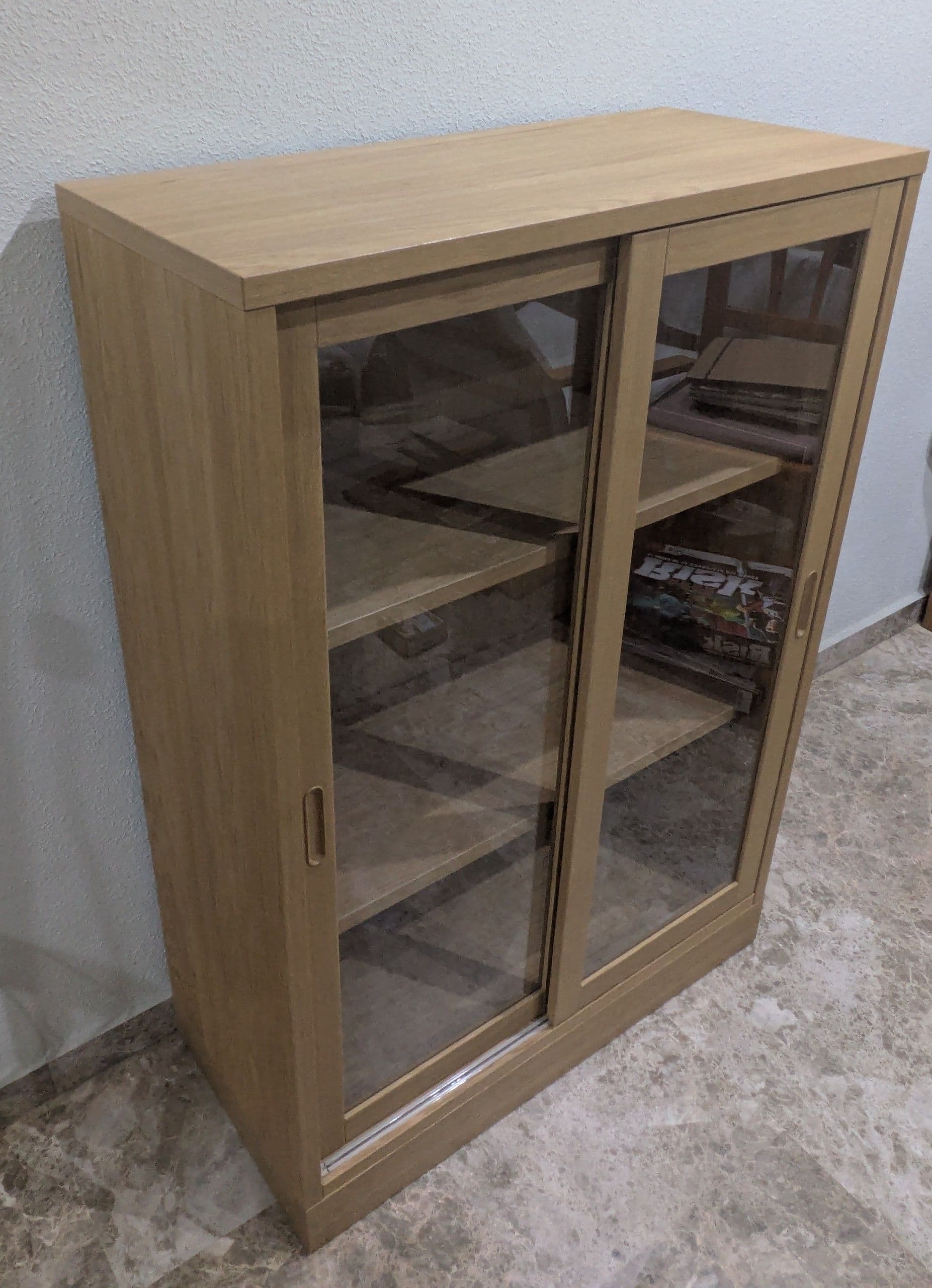 TONSTAD armario+portas corredizas vidro, chapa carballo, 82x37x120 cm