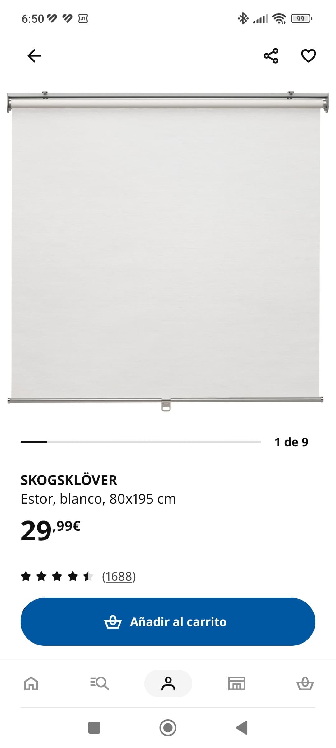 SKOGSKLÖVER estor, blanc, 80x195 cm