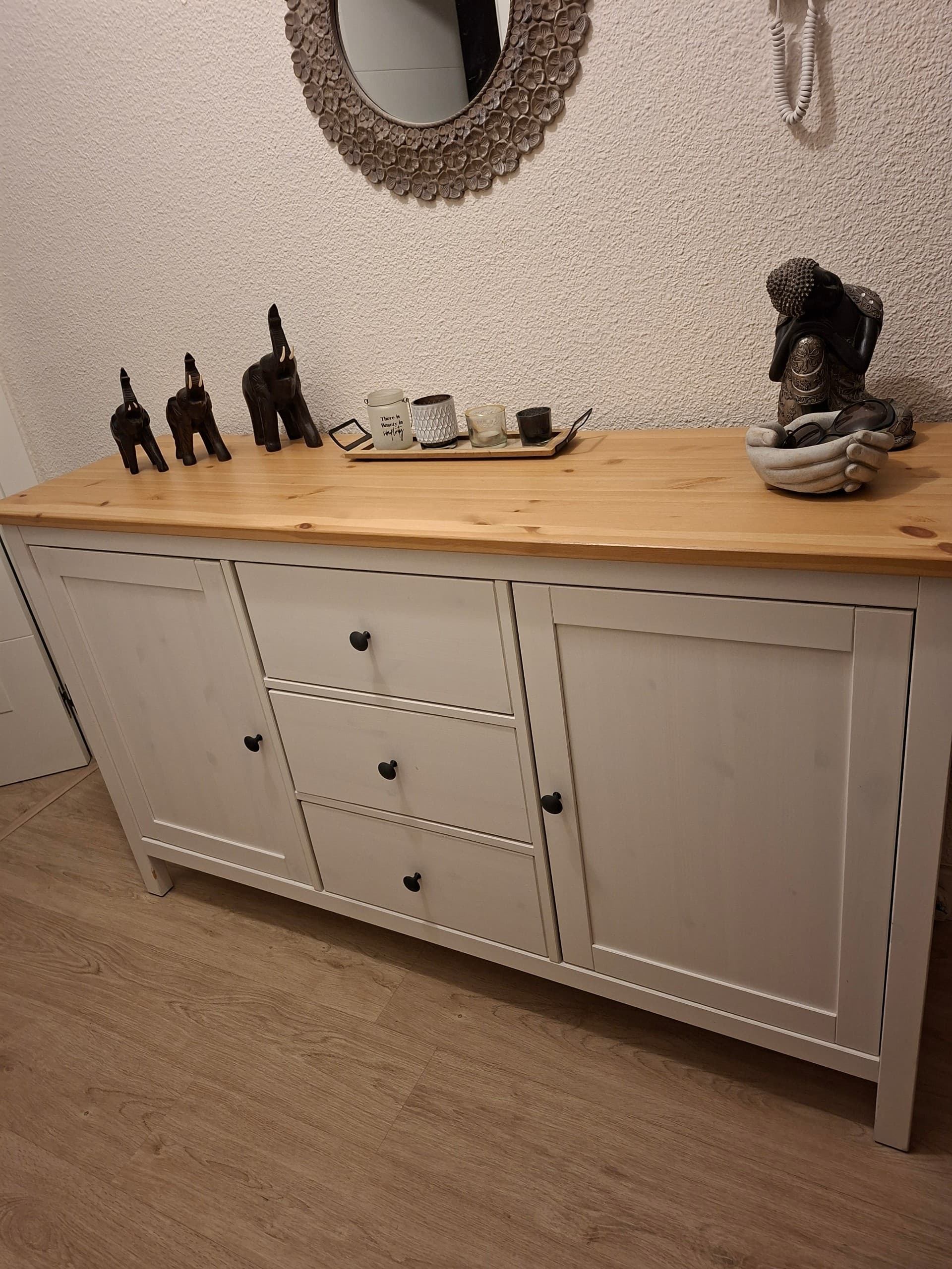 HEMNES bufet, tint blanc/marró clar, 157x88 cm