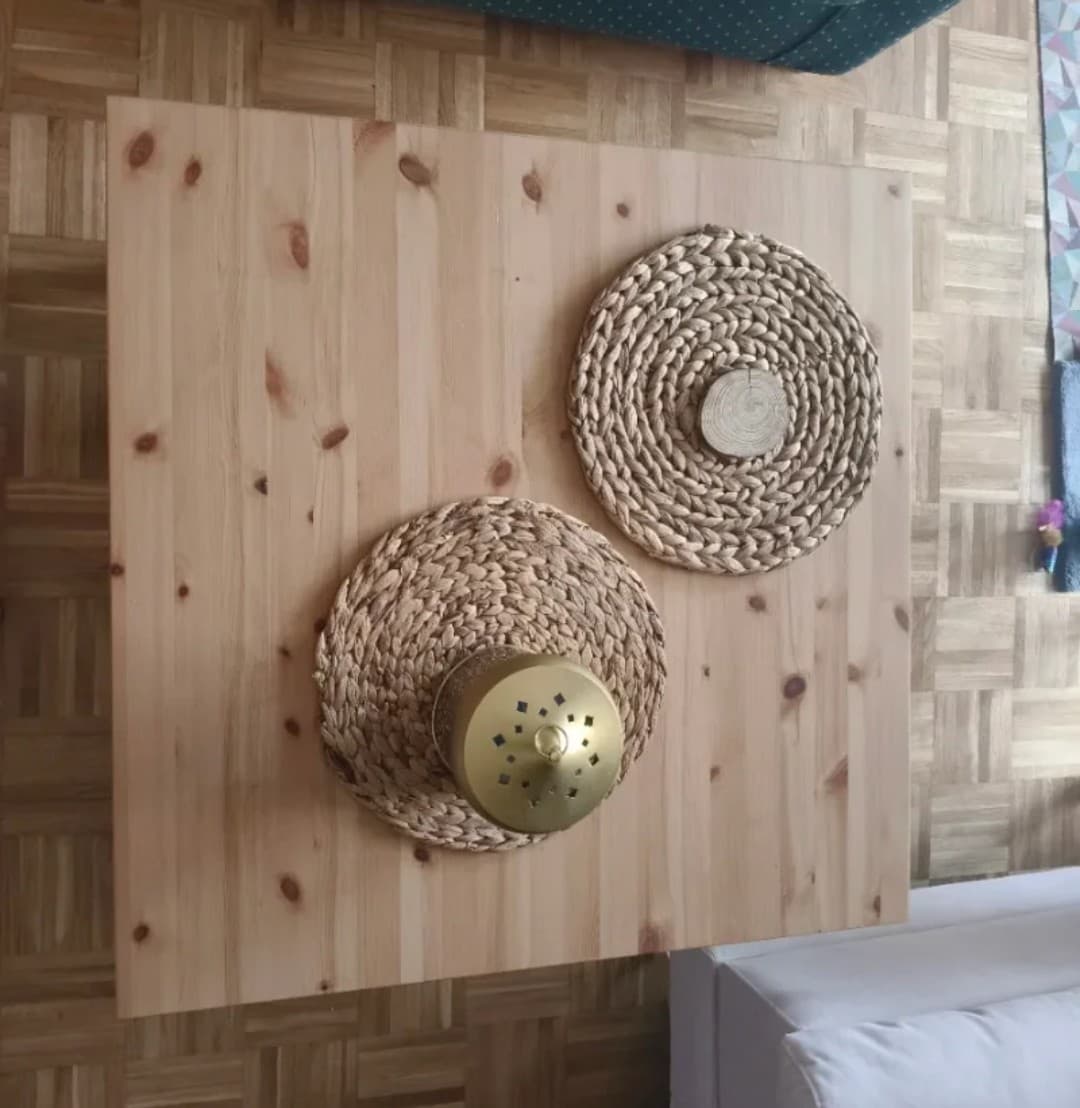 HEMNES tauleta de centre, tint blanc/marró clar, 90x90 cm