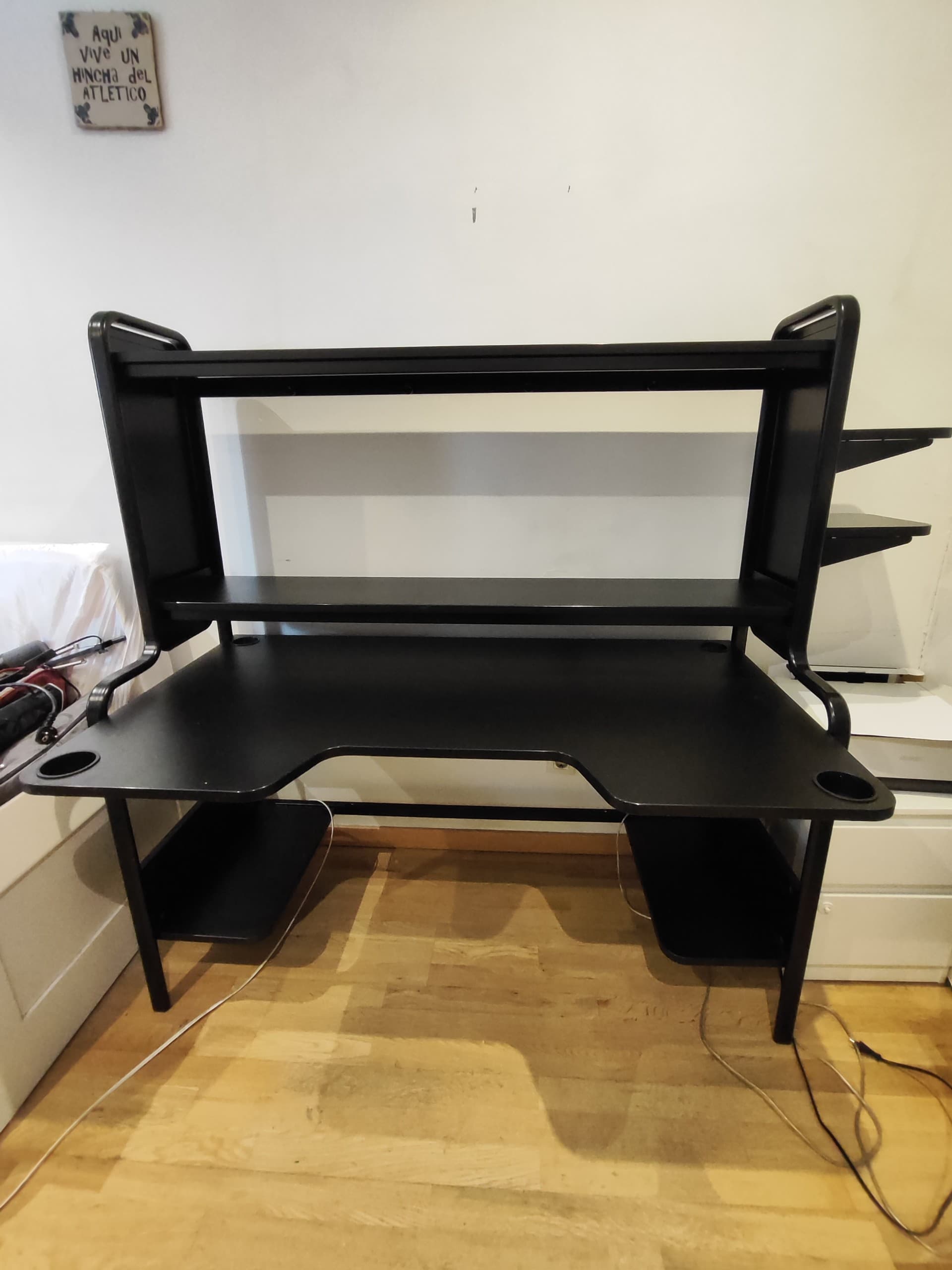FREDDE escriptori gaming, negre, 140/185x74x146 cm