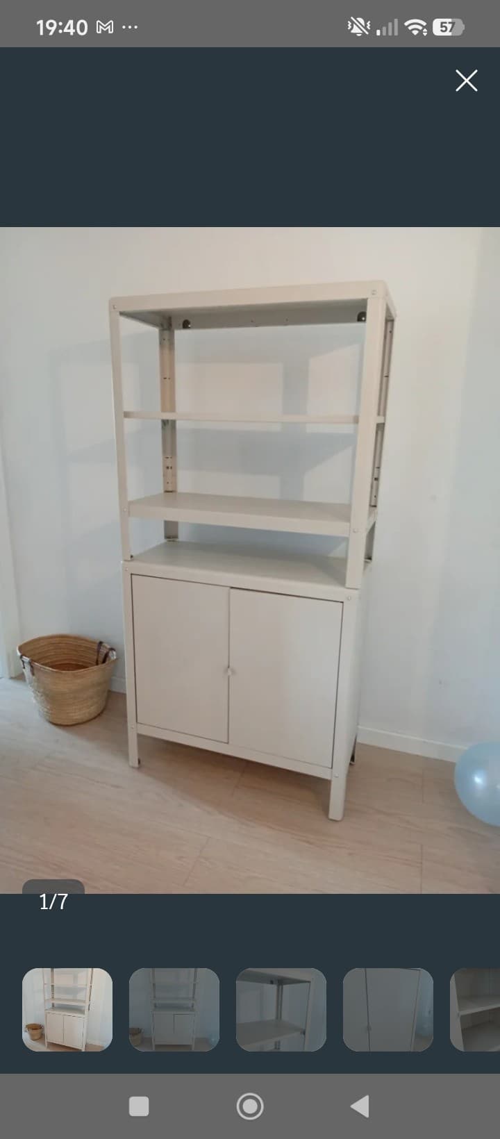 KOLBJÖRN estante con armario, beixe, 80x37x161 cm