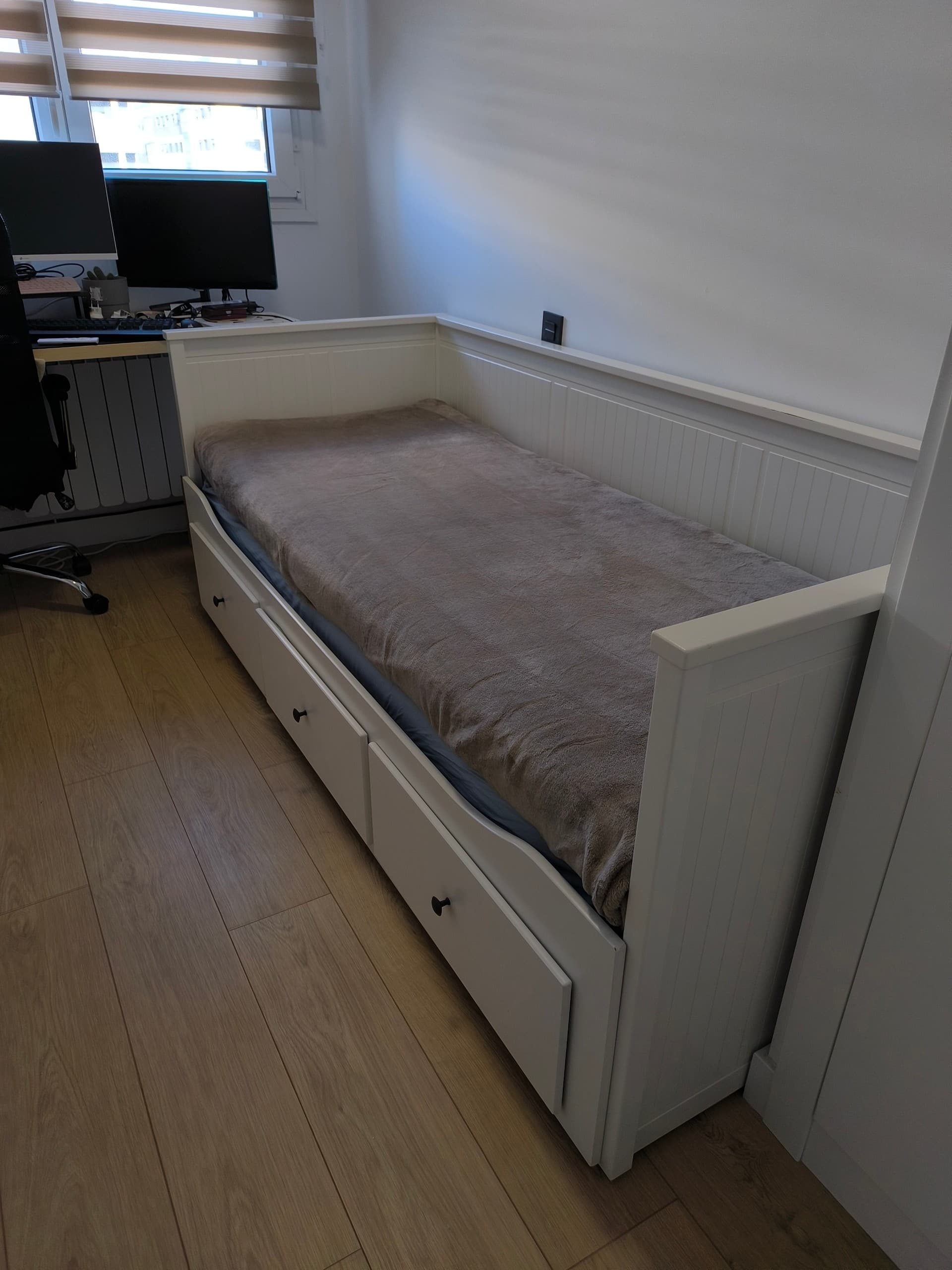 HEMNES estrutura diván con 3 caixóns, branco, 80x200 cm