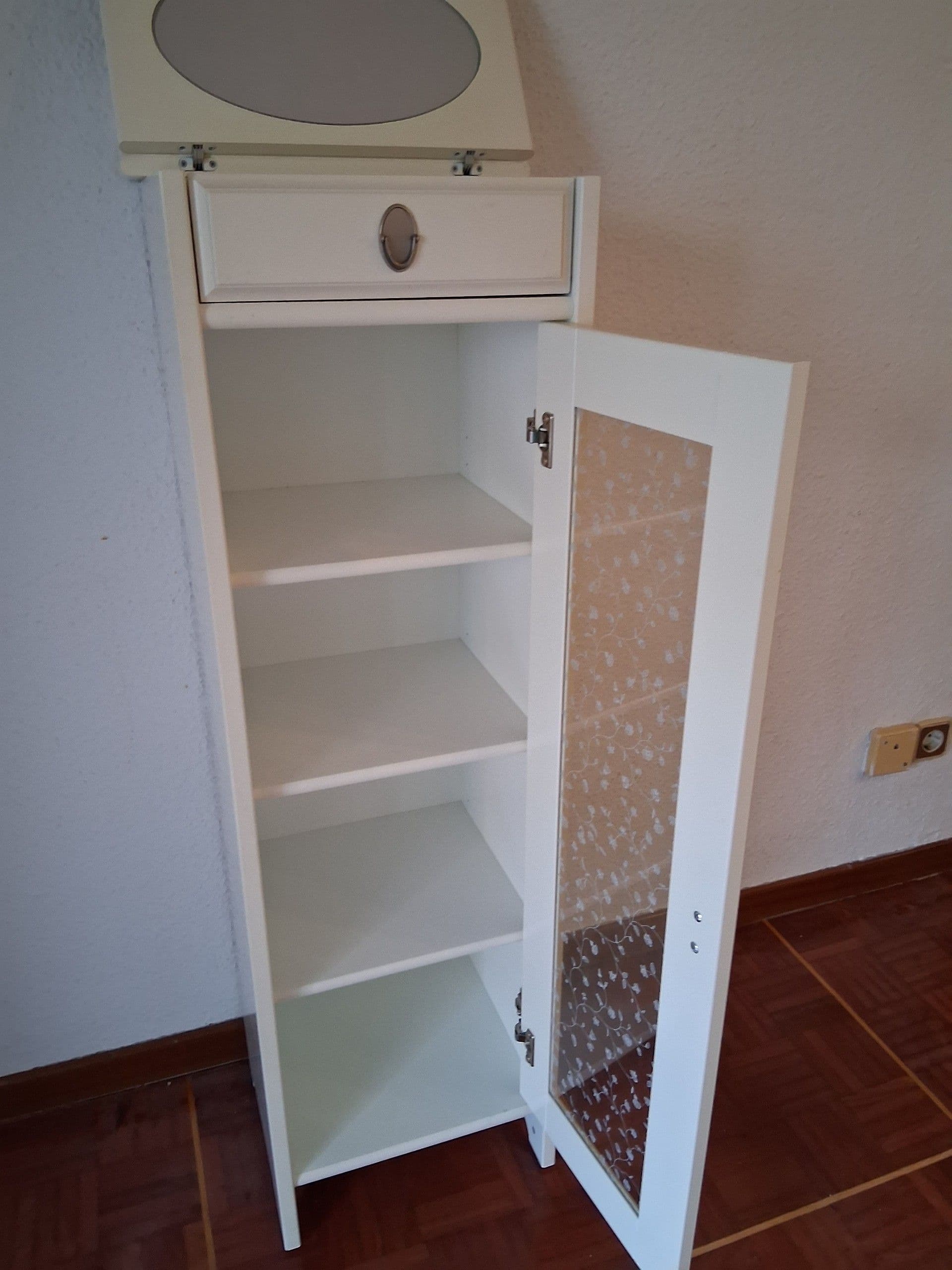 HEMNES high cabinet with mirror door, white, 49x31x200 cm