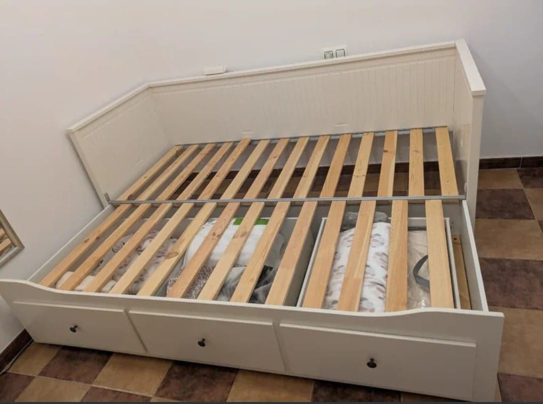 HEMNES Estructura diván con 3 cajones, blanco, 80x200 cm