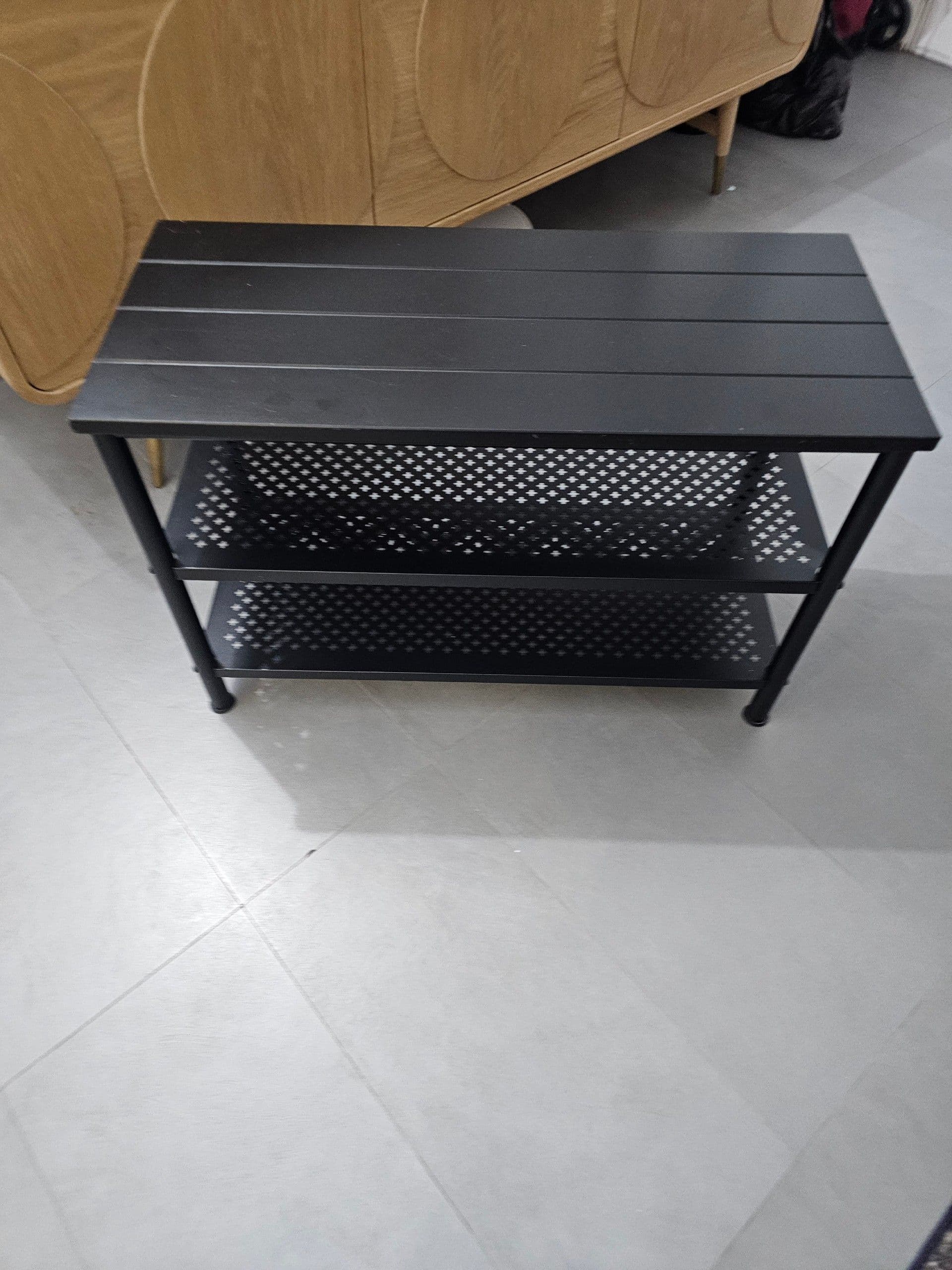 PINNIG bench with shoe storage, black, 79x35x52 cm
