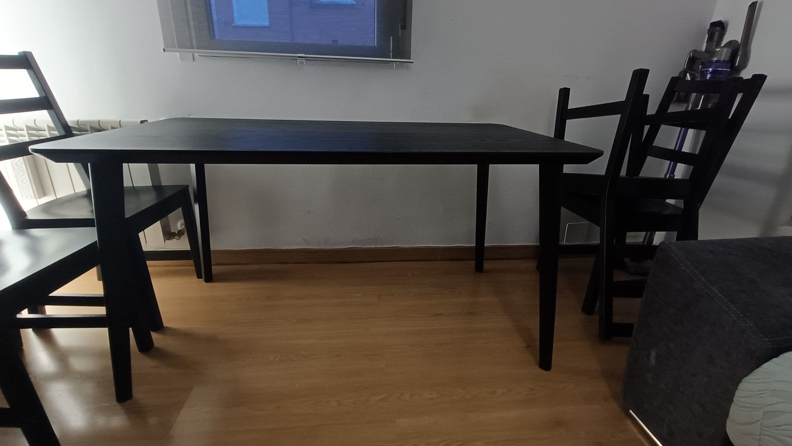 LISABO mesa, negro/chapa freixo, 140x78 cm