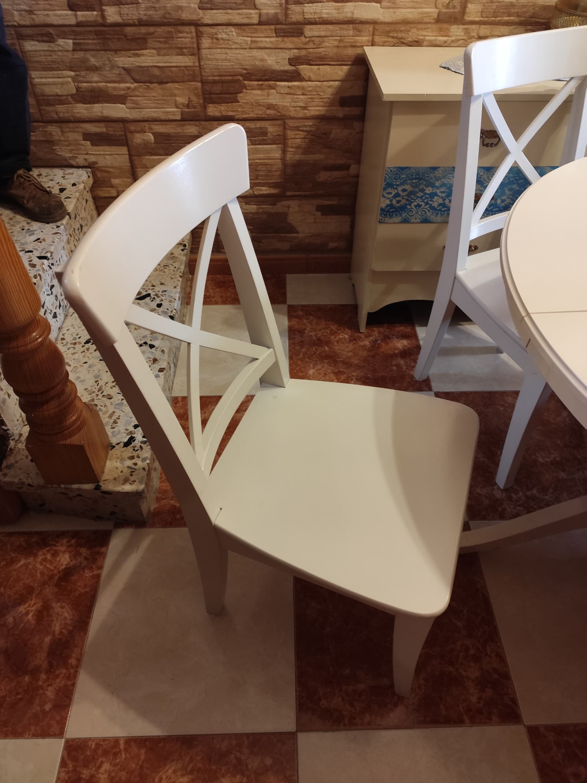 ROSENTORP / ROSENTORP taula i 4 cadires, blanc/blanc, 110/155 cm