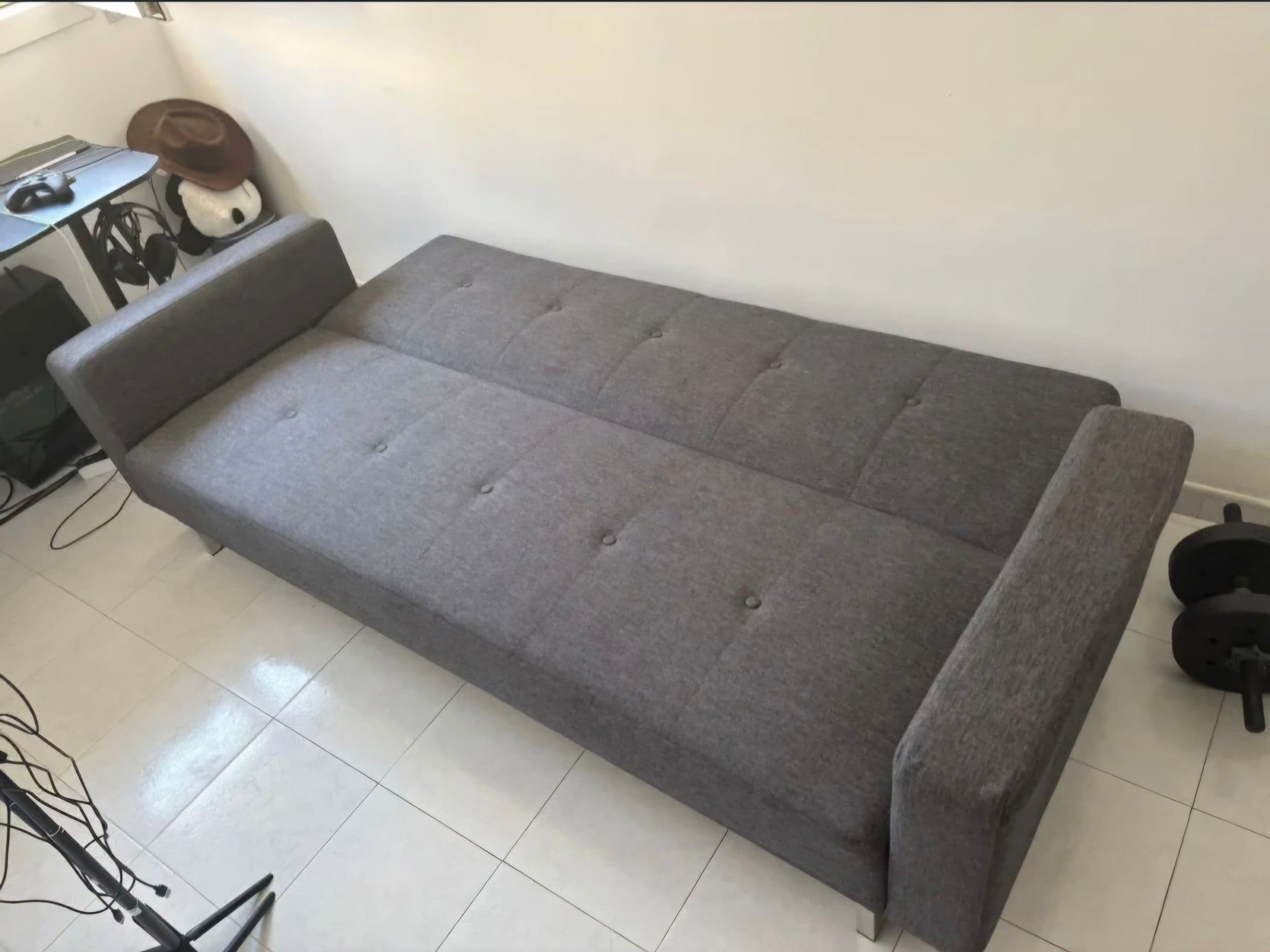 FRIHETEN sofà llit de 3 places, Skiftebo gris fosc