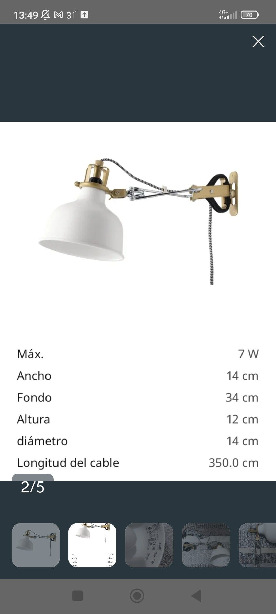 RANARP wall/clamp spotlight, off-white